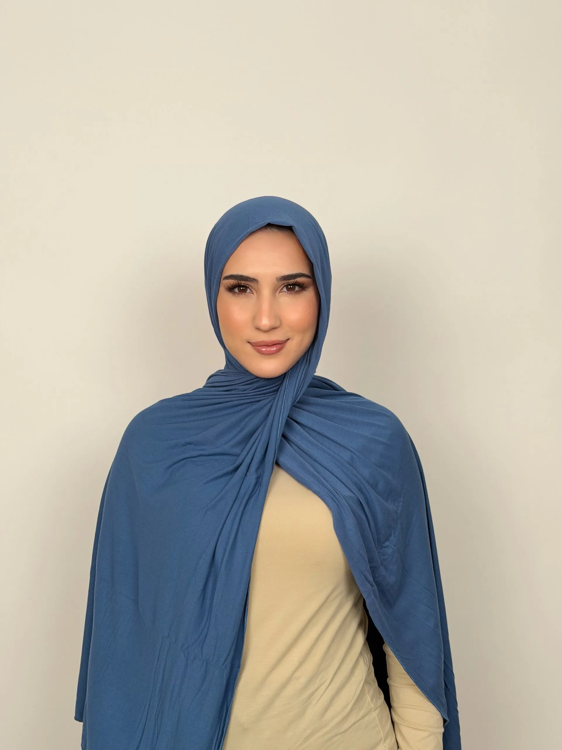 Foulard Cotton Viscose Bleu Barbeau – Image 1