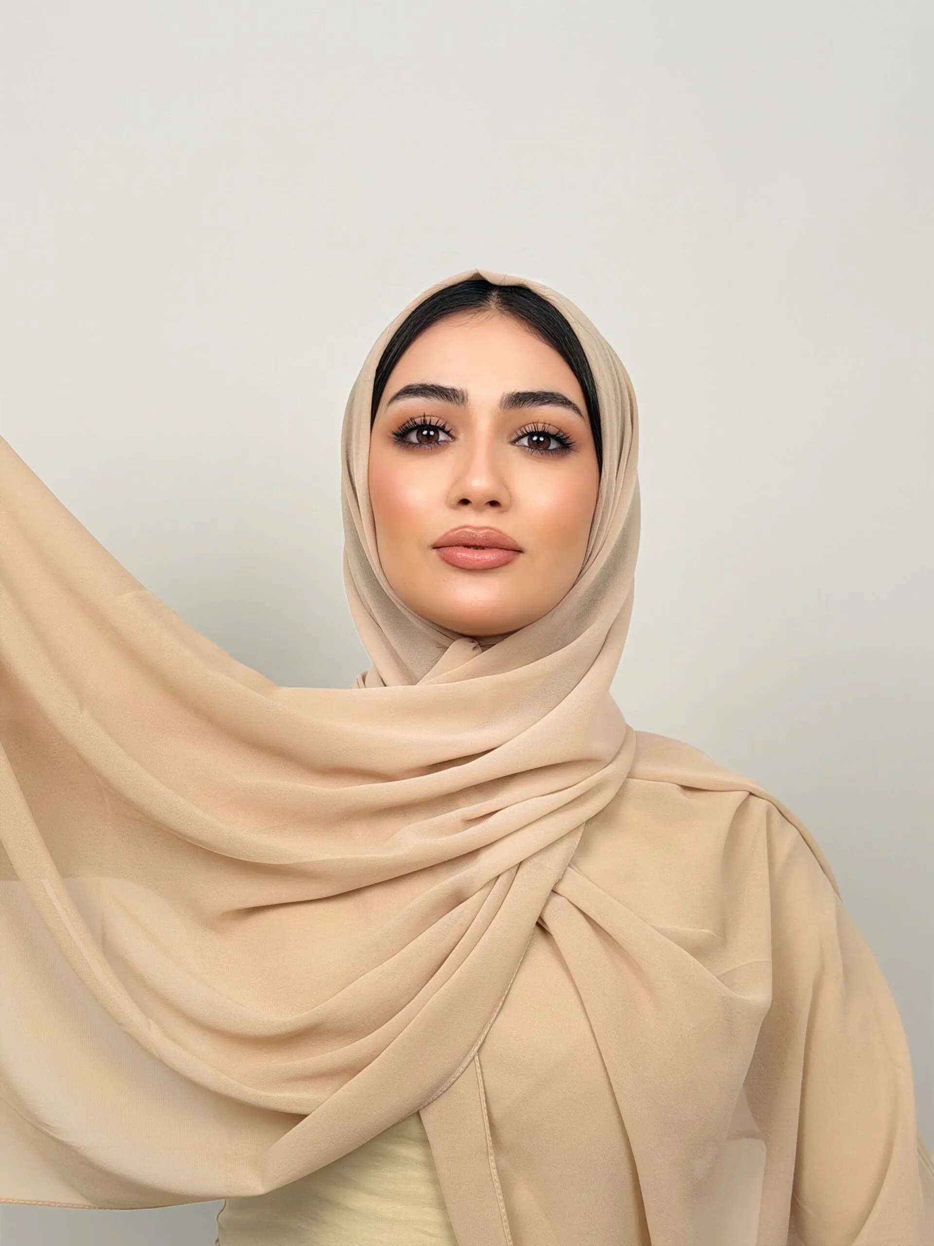 Foulard Chiffon Beige Rosé – Image 2