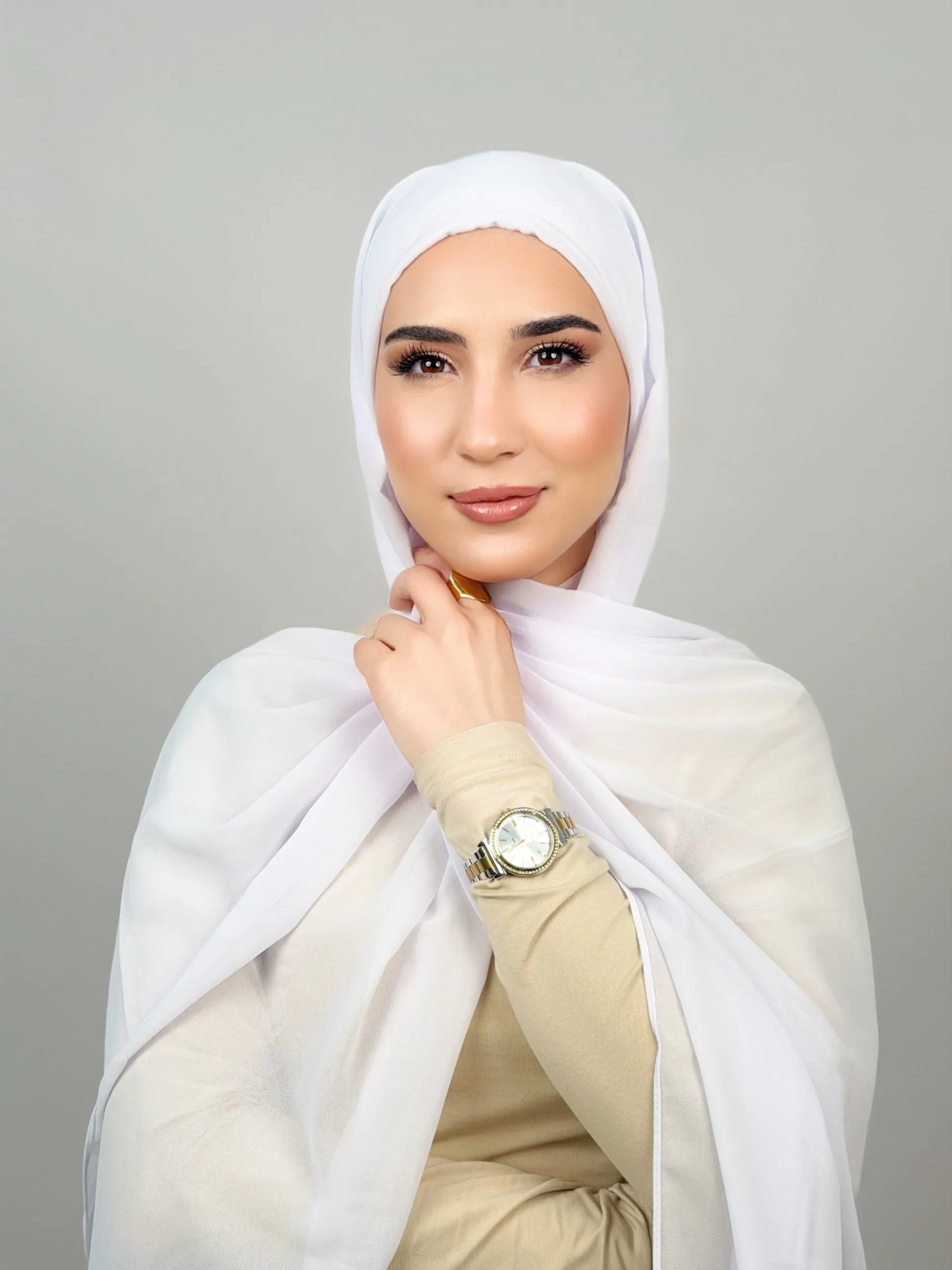 Foulard Chiffon Blanc – Image 2