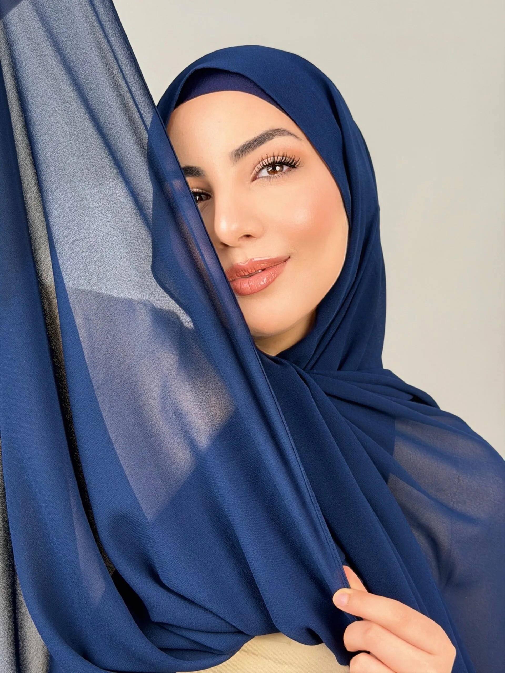 Foulard Chiffon Bleu Marine – Image 3
