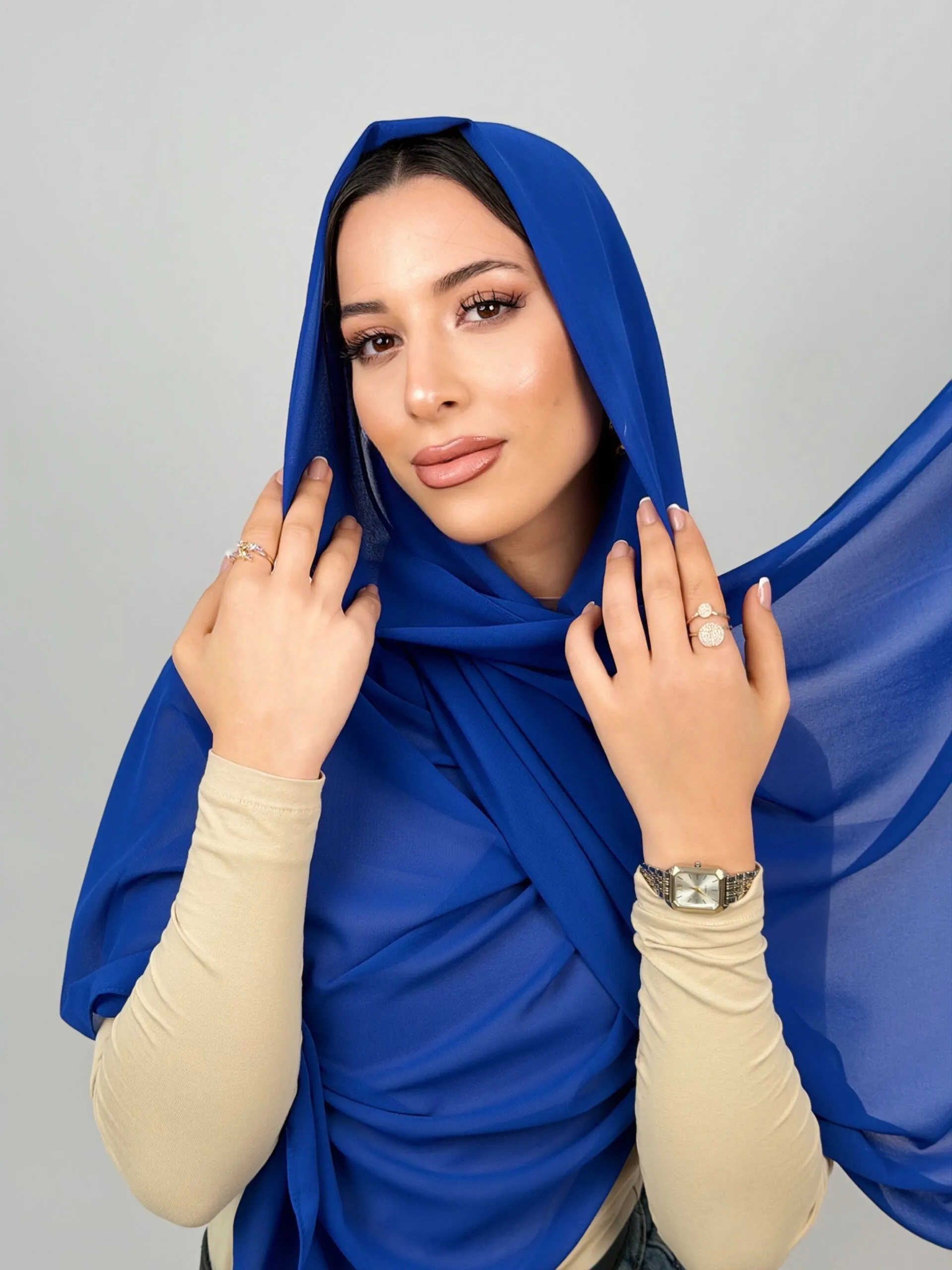 Foulard Chiffon Bleu Roi – Image 2