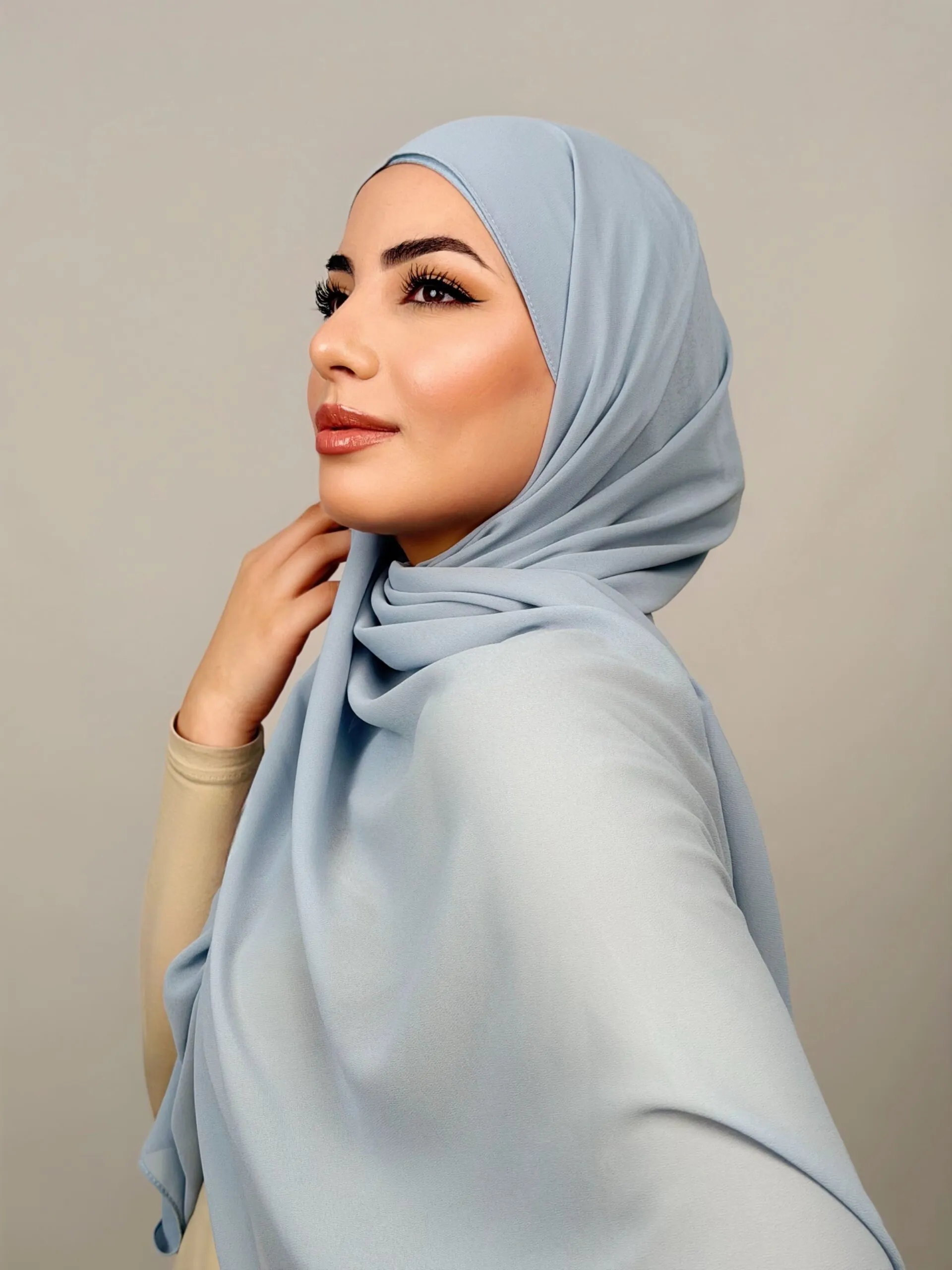 Foulard Chiffon Bleu Ciel – Image 3