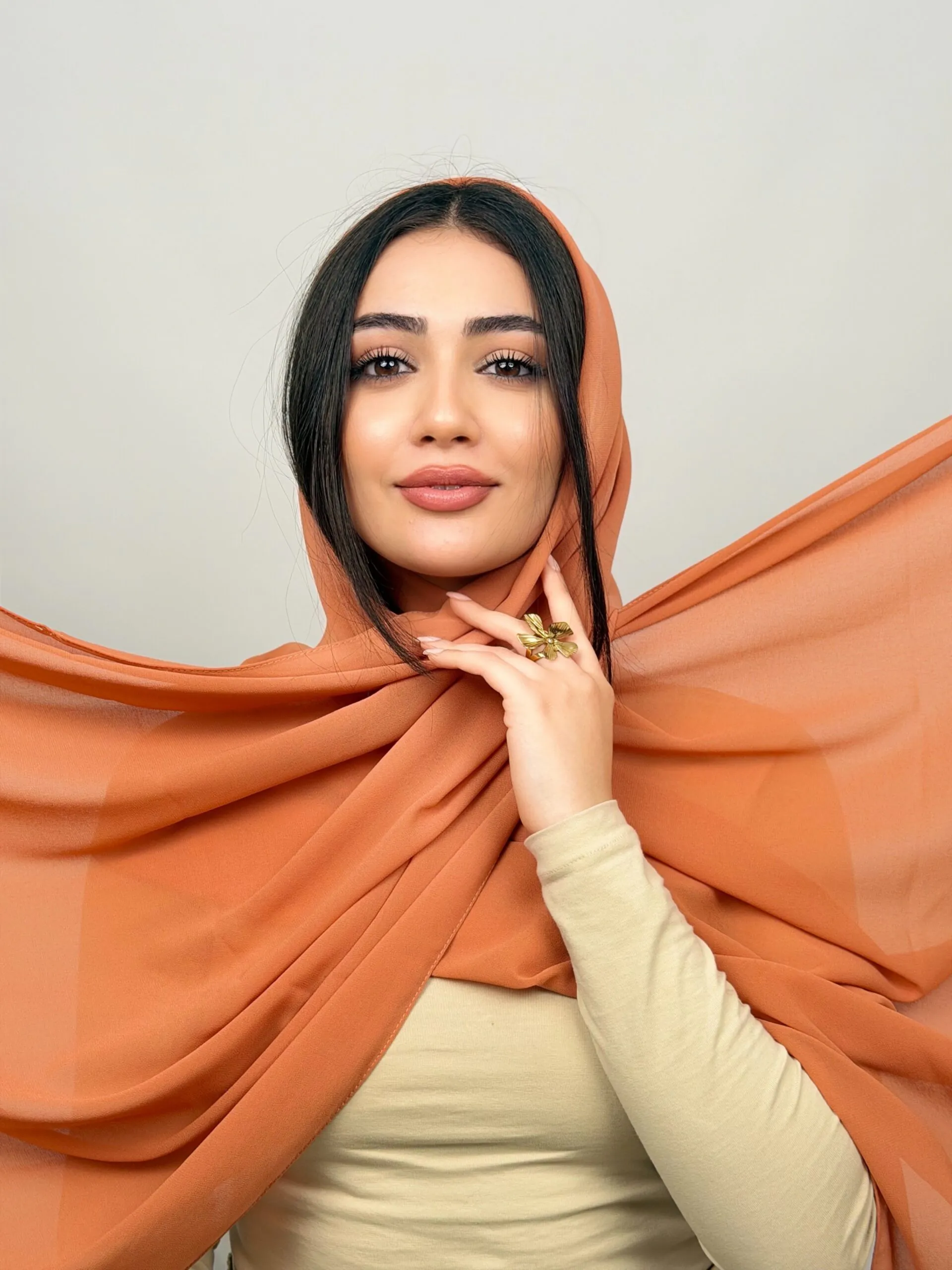 Foulard Chiffon Brique Clair – Image 2