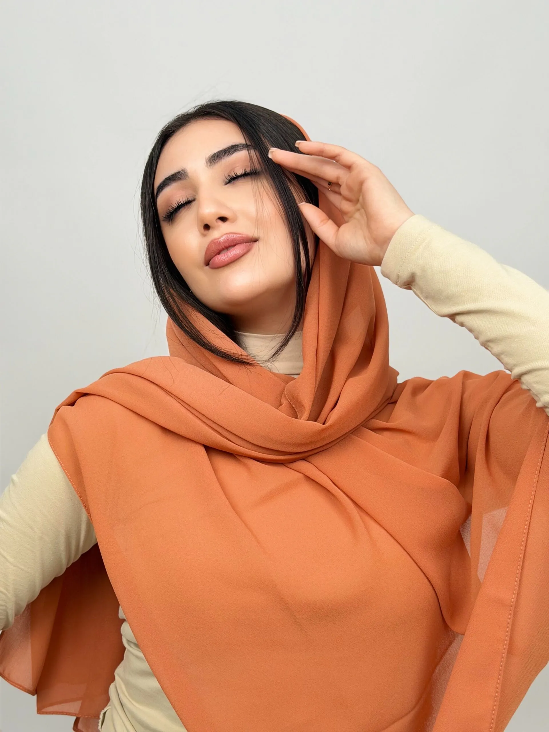 Foulard Chiffon Brique Clair – Image 3