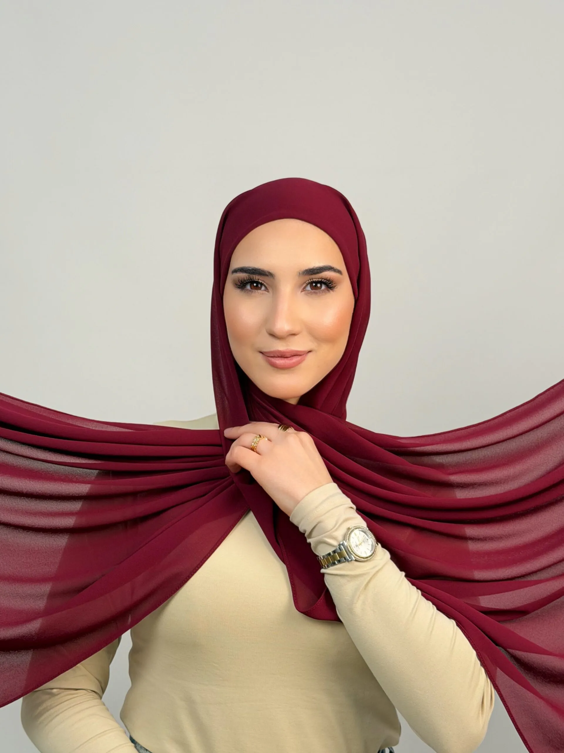 Burgundy AB Foulard Chiffon Burgundy – Image 1