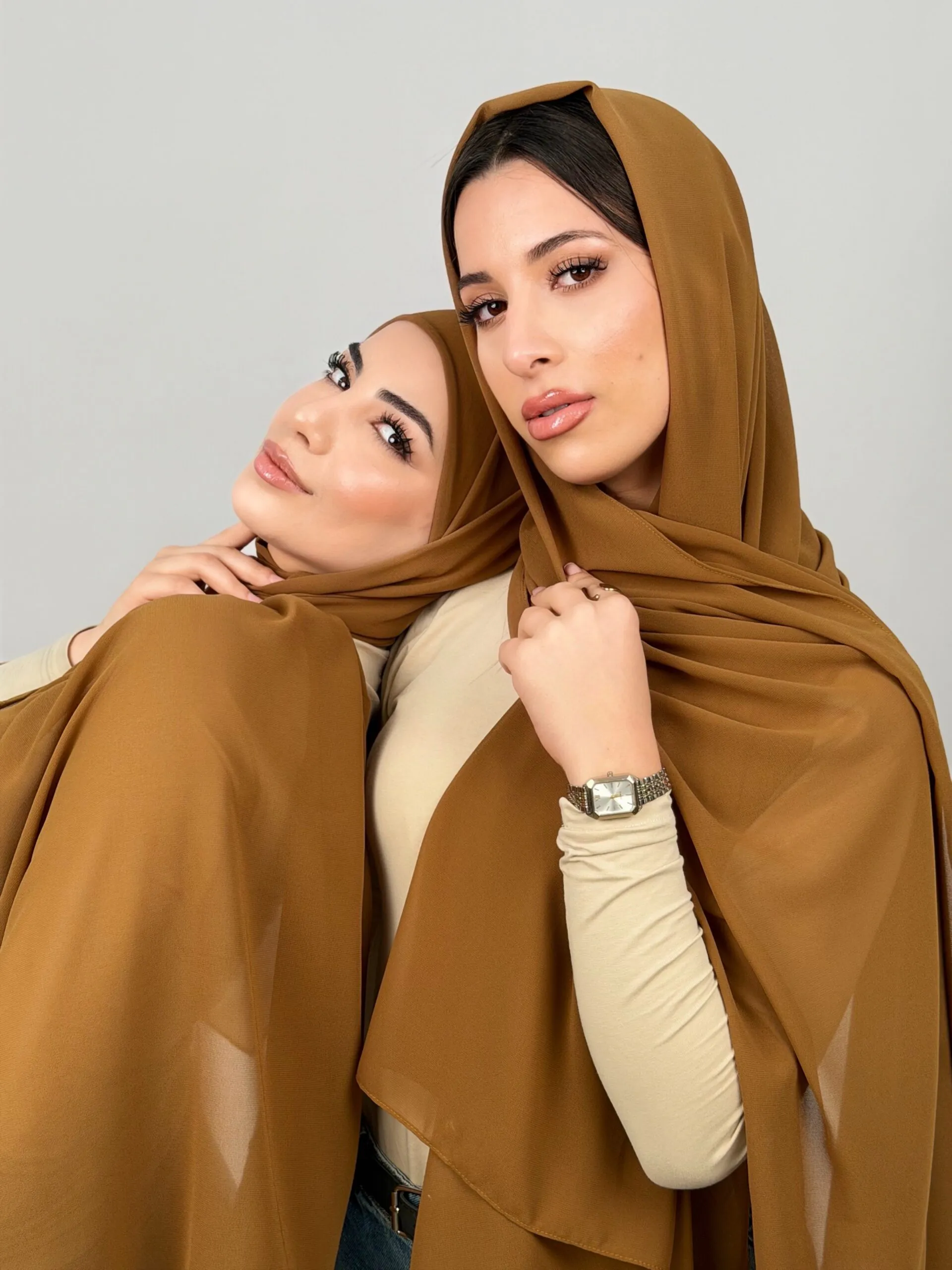 Foulard Chiffon Camel – Image 1