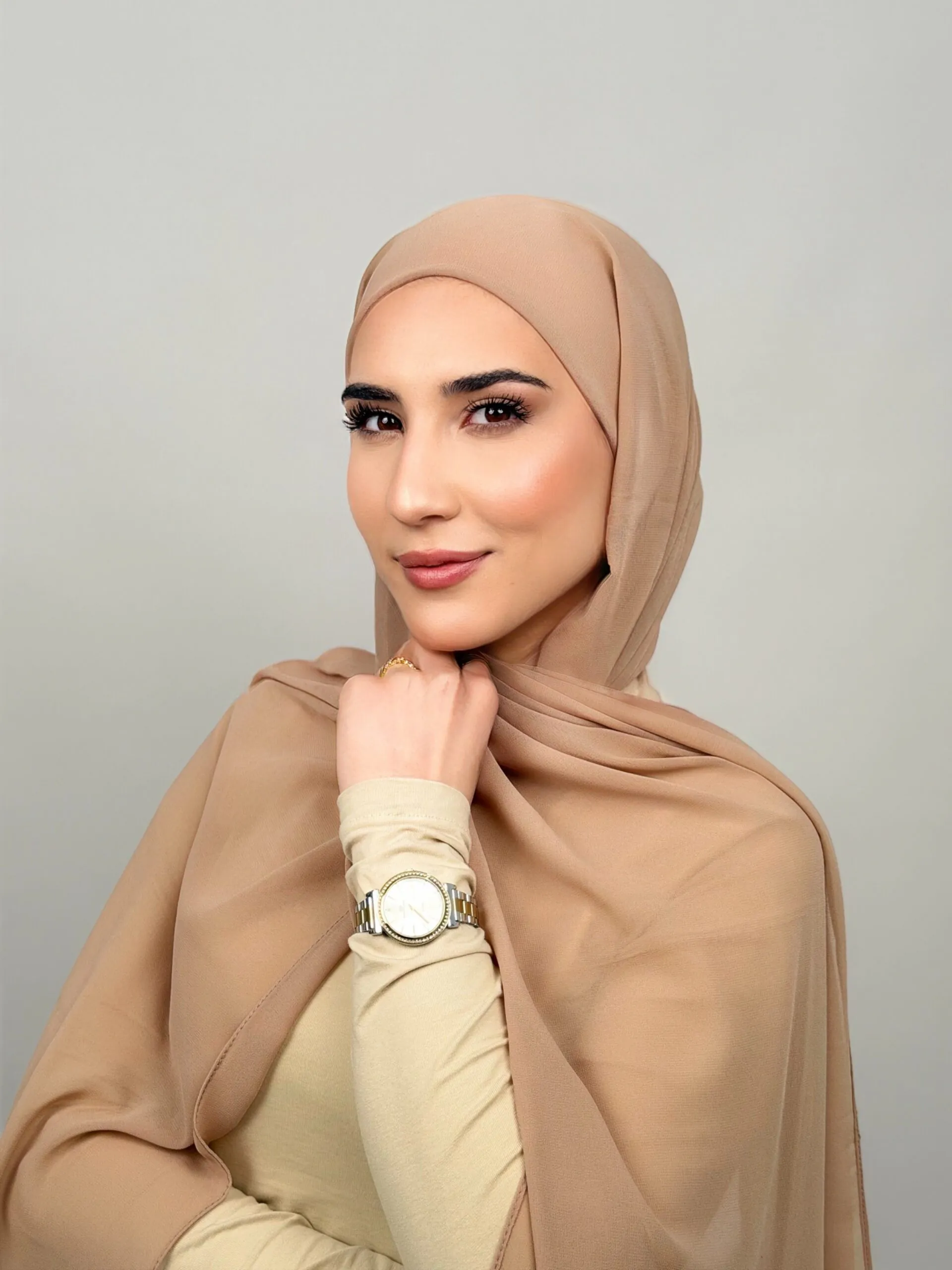 Foulard Chiffon Cappuccino – Image 3