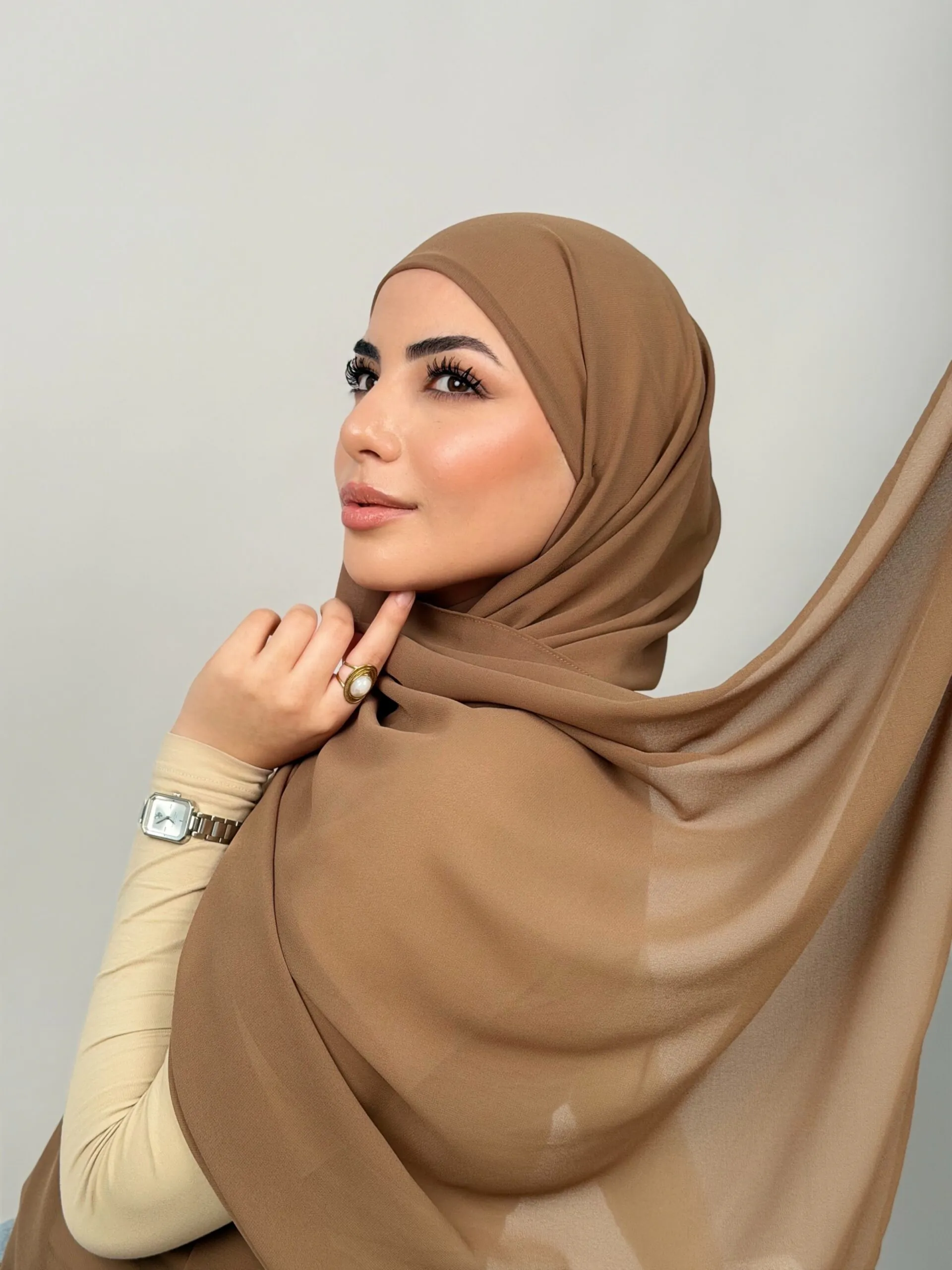 Foulard Chiffon Dark Beige – Image 3