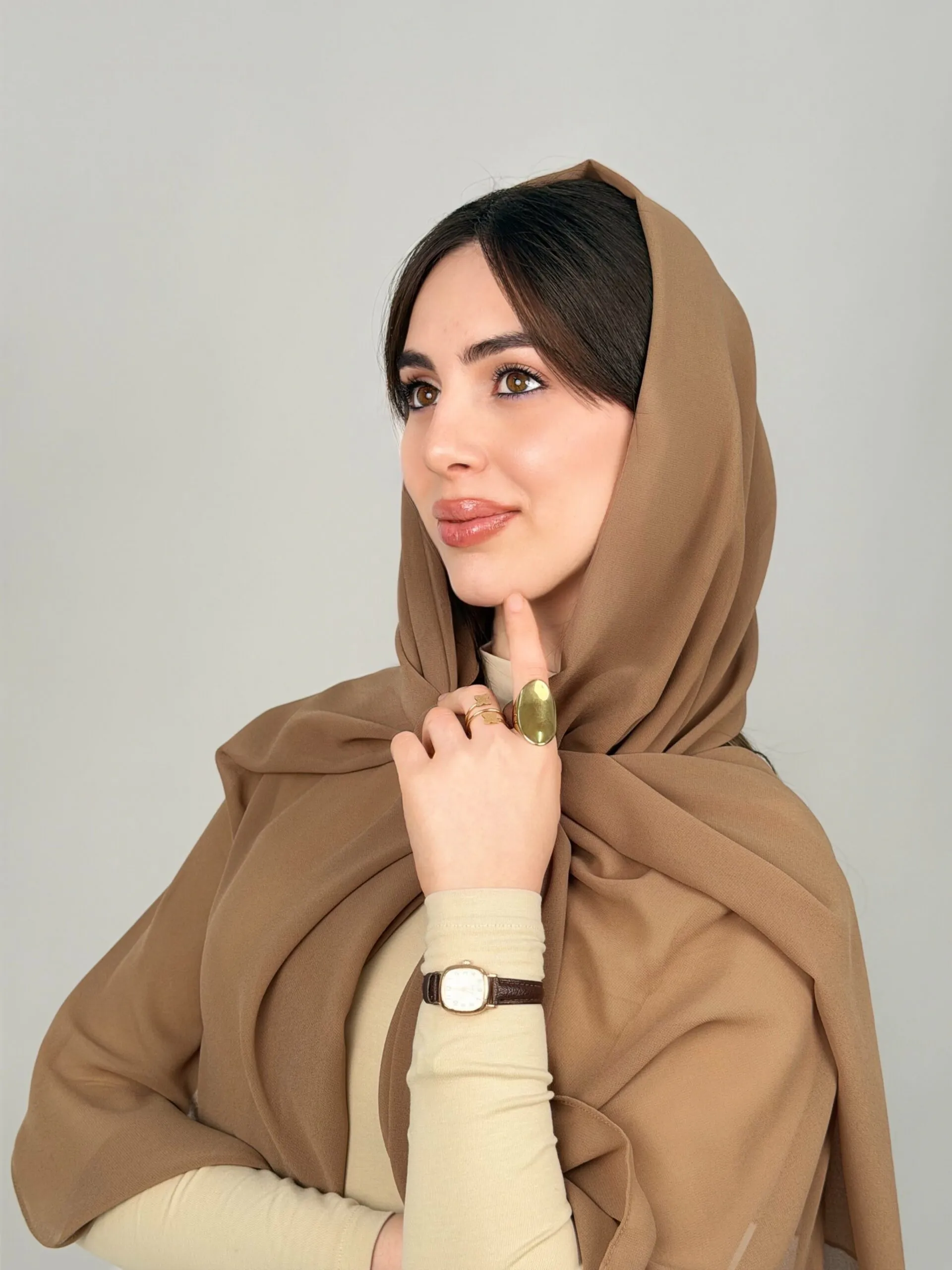 Foulard Chiffon Dark Beige – Image 2