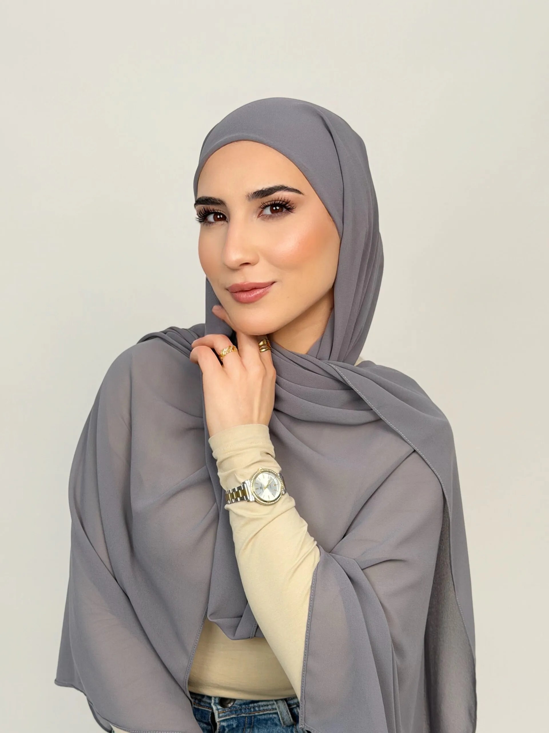 Foulard Chiffon Gris – Image 3
