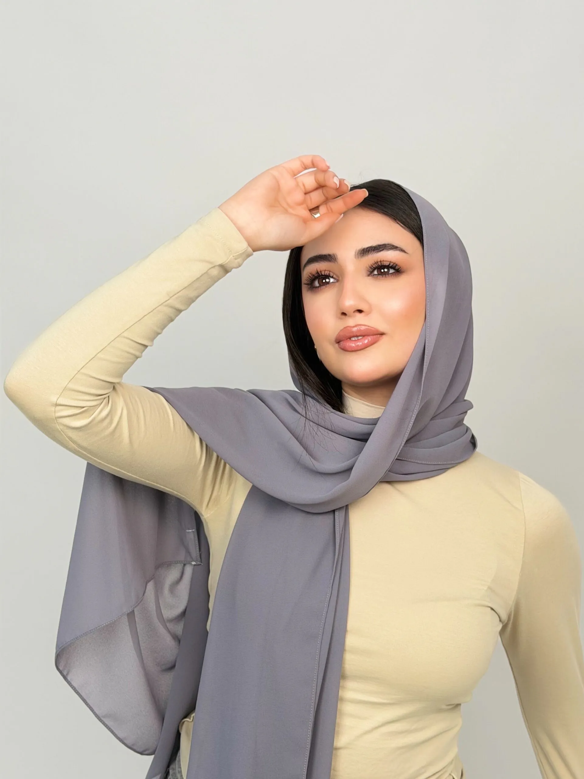 Foulard Chiffon Gris – Image 2
