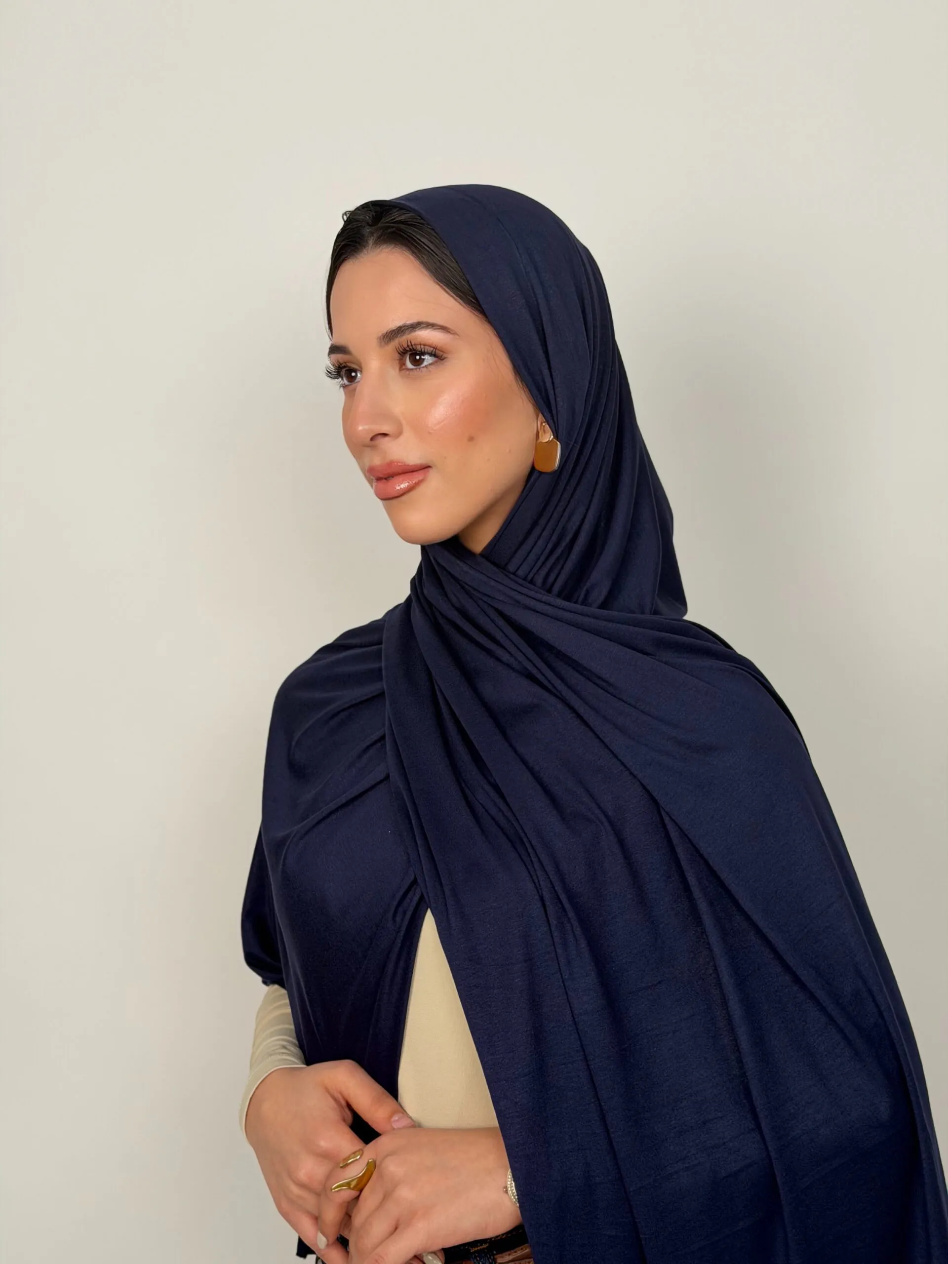 Foulard Cotton Viscose Bleu Marine – Image 2