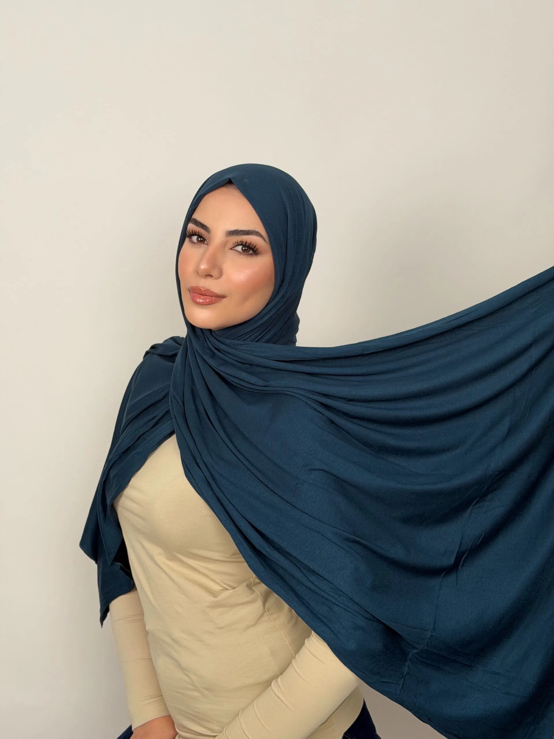 Foulard Cotton Viscose Bleu Pétrole – Image 1