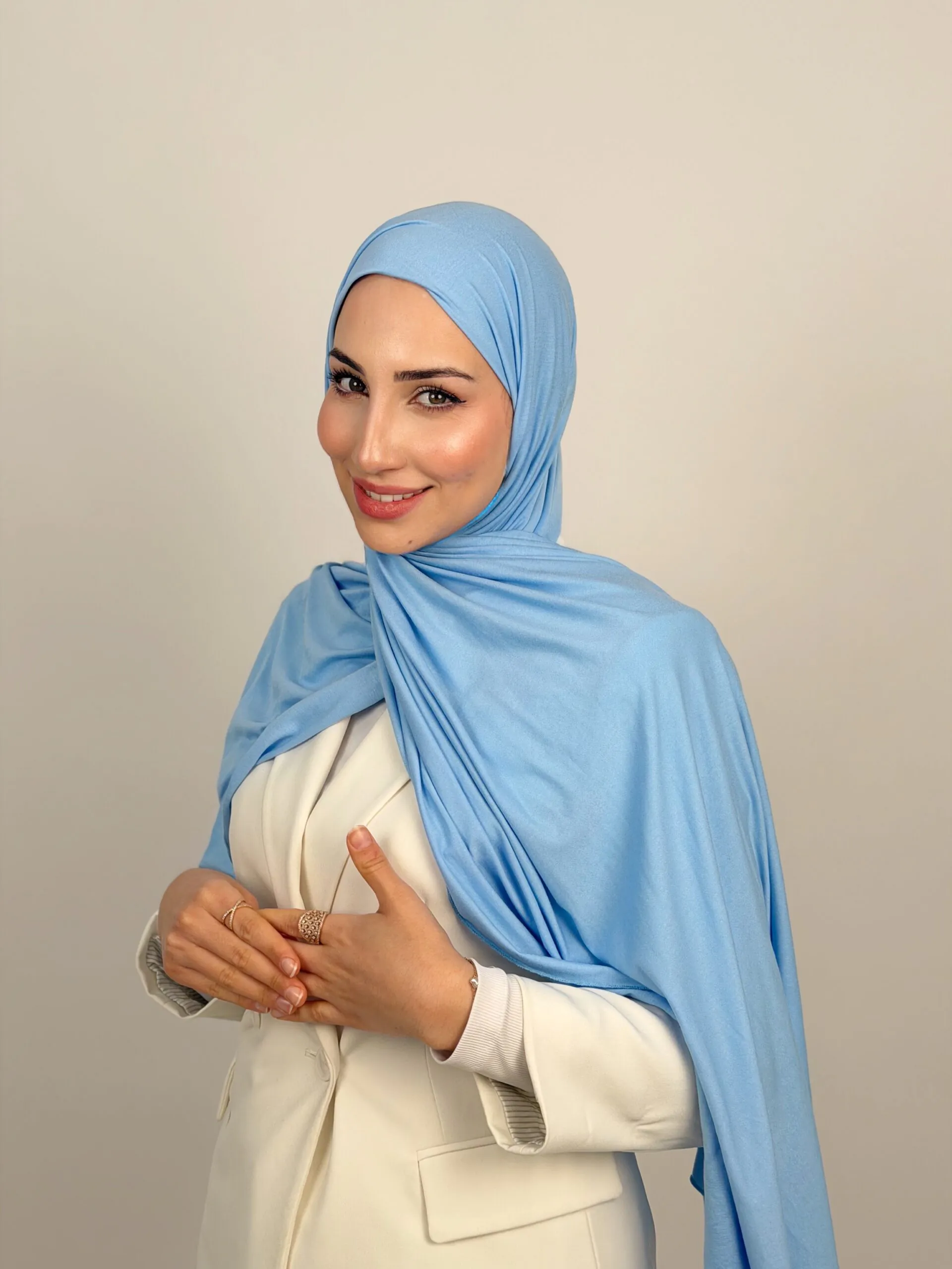 Foulard Cotton Viscose Bleu Maya – Image 1