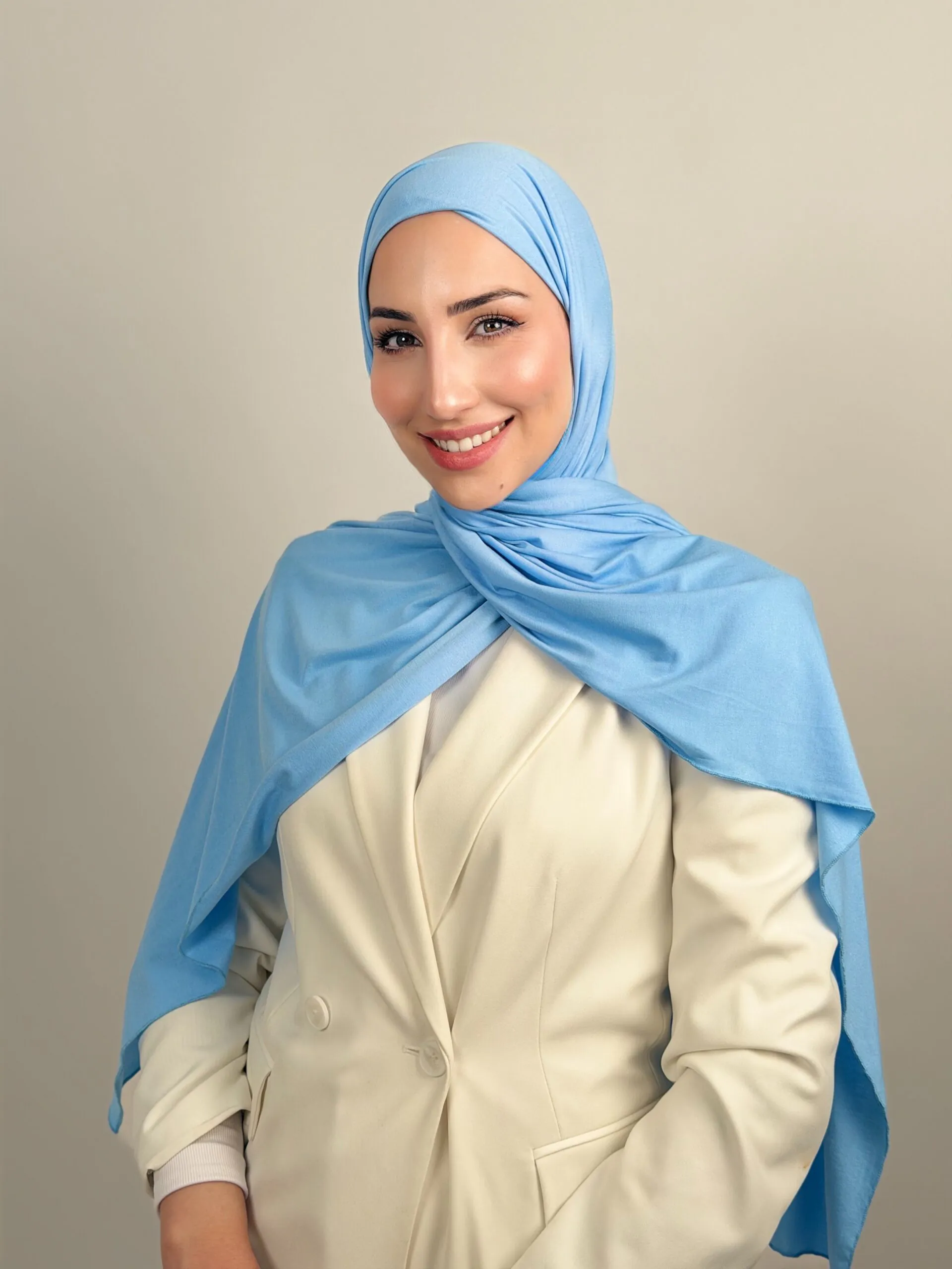 Foulard Cotton Viscose Bleu Maya – Image 2