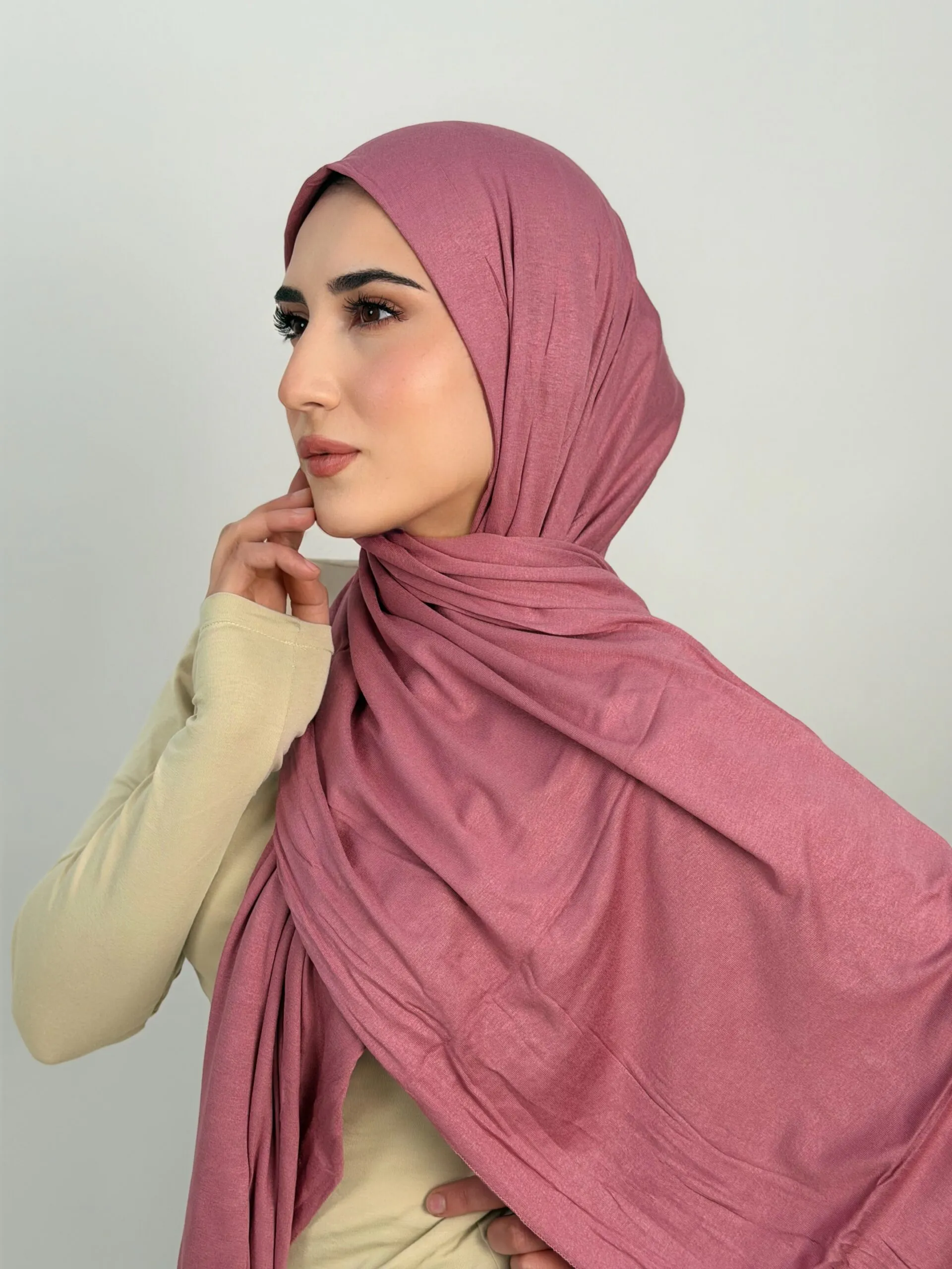 IMG_4992.JPG Foulard Cotton Viscose Rose Elisé – Image 1