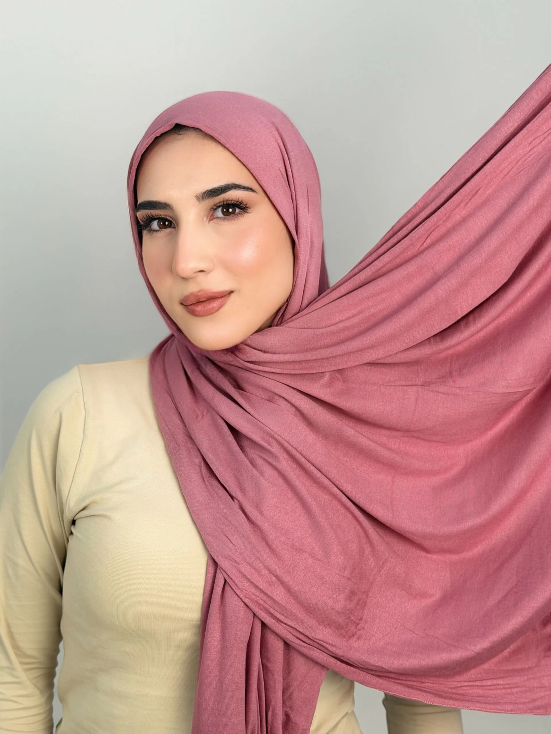 Foulard Cotton Viscose Rose Elisé – Image 2