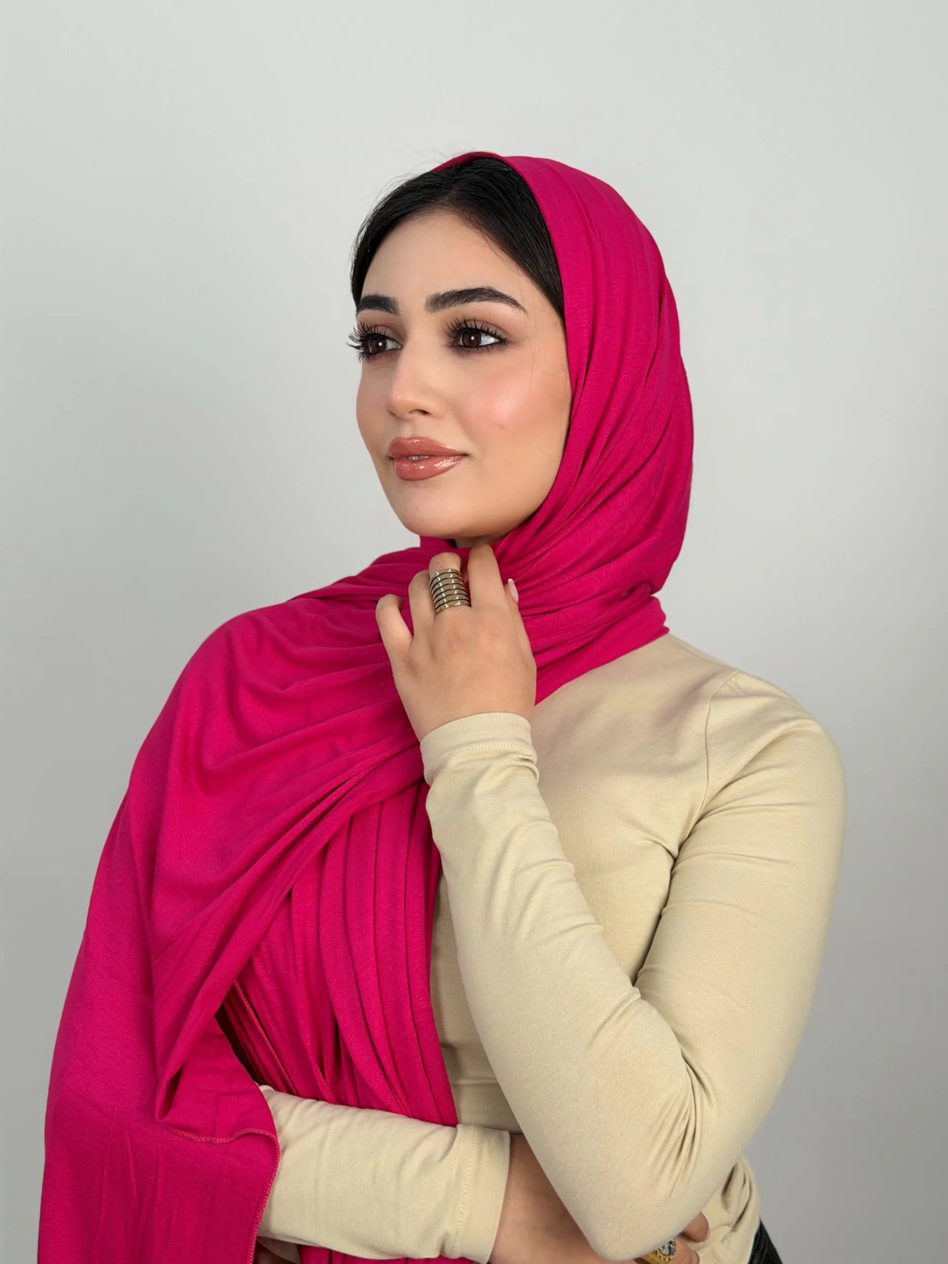 Foulard Cotton Viscose Rose Fushia – Image 2