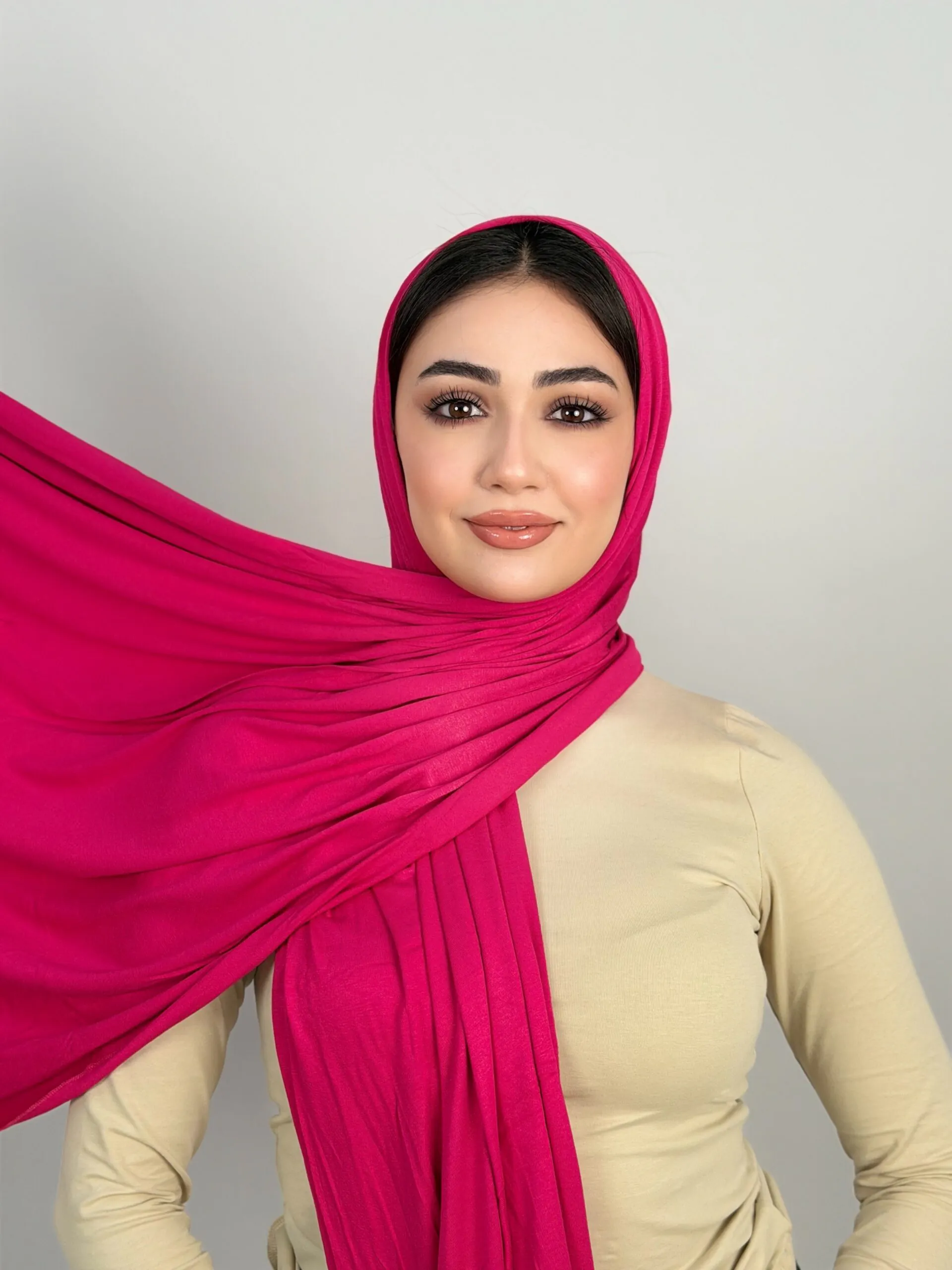 IMG_6380.JPG Foulard Cotton Viscose Rose Fushia – Image 1