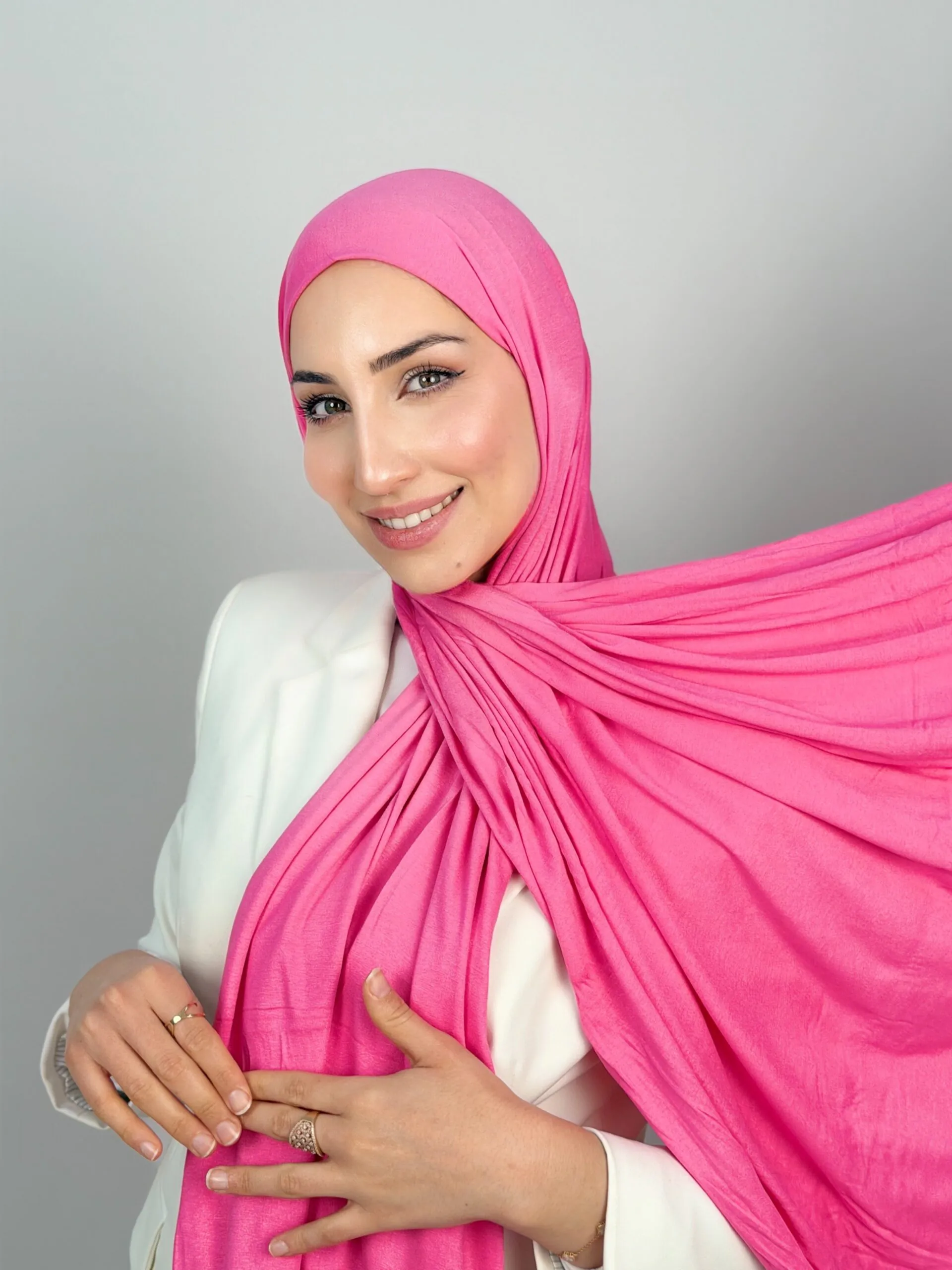 Foulard Cotton Viscose Rose Vif – Image 2
