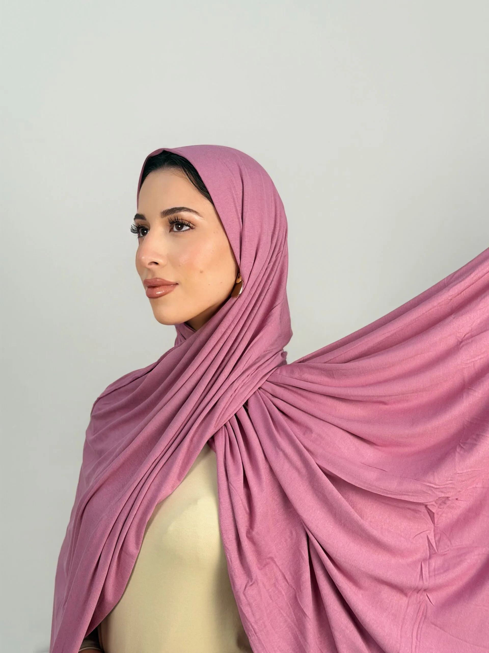 Foulard Cotton Viscose Rose Mauve – Image 1