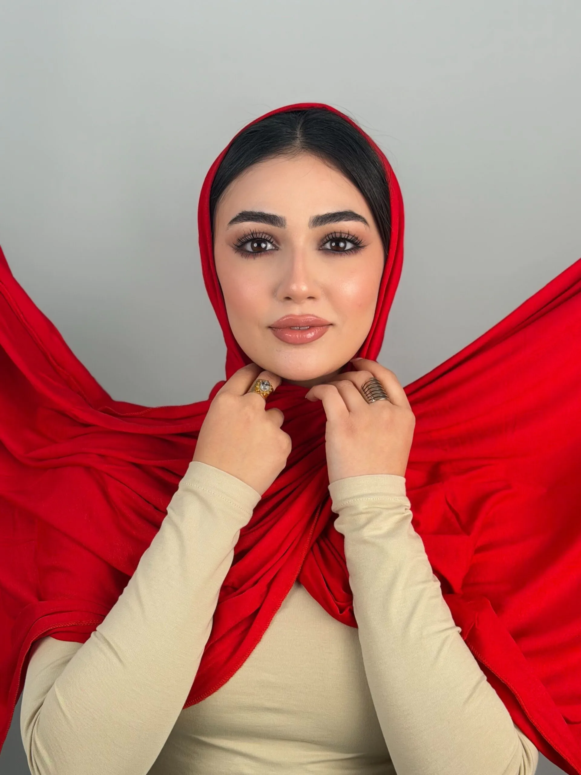 Foulard Cotton Viscose Rouge Vif – Image 1