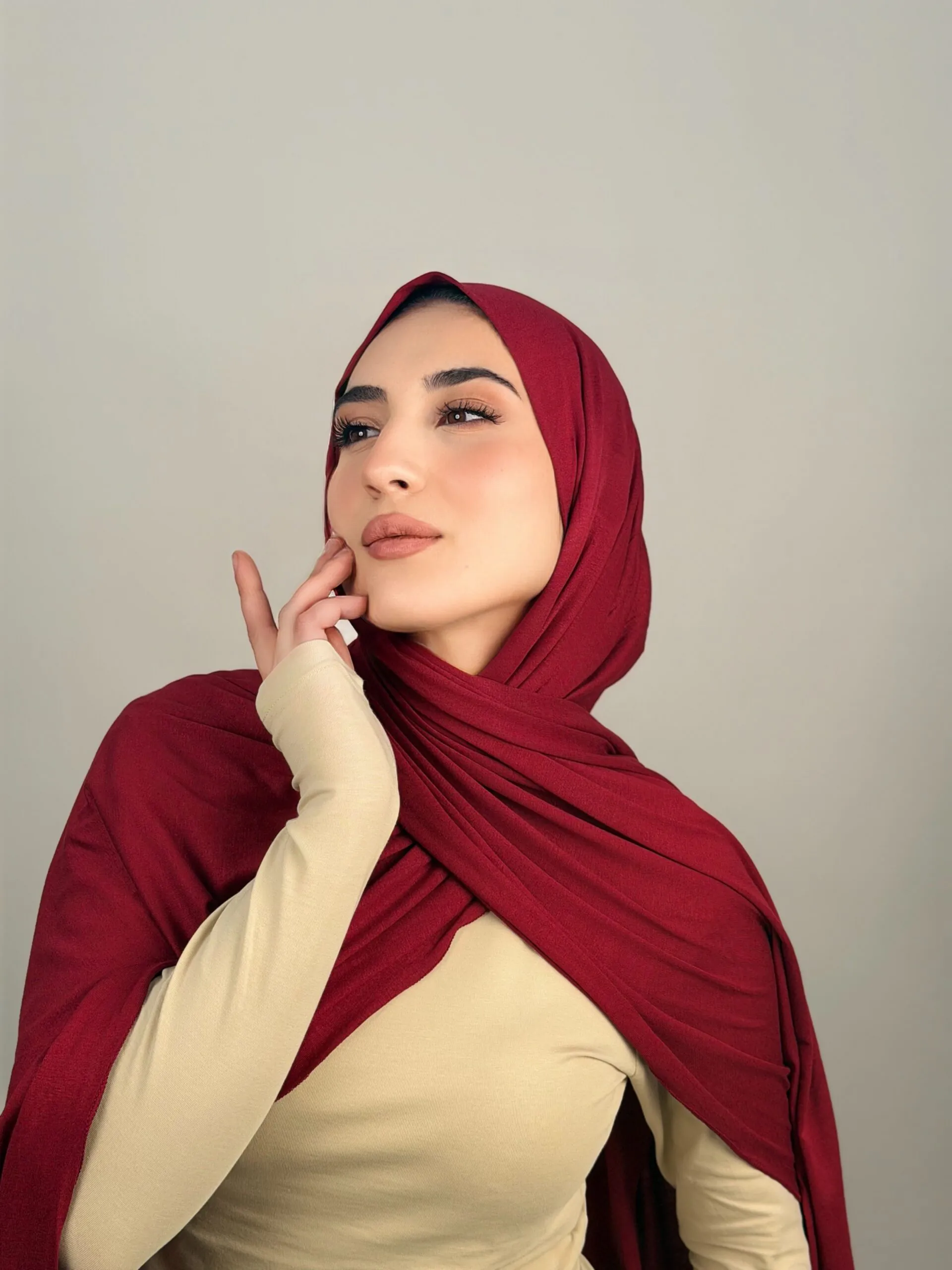 Foulard Cotton Viscose Rouge Bordeau – Image 3