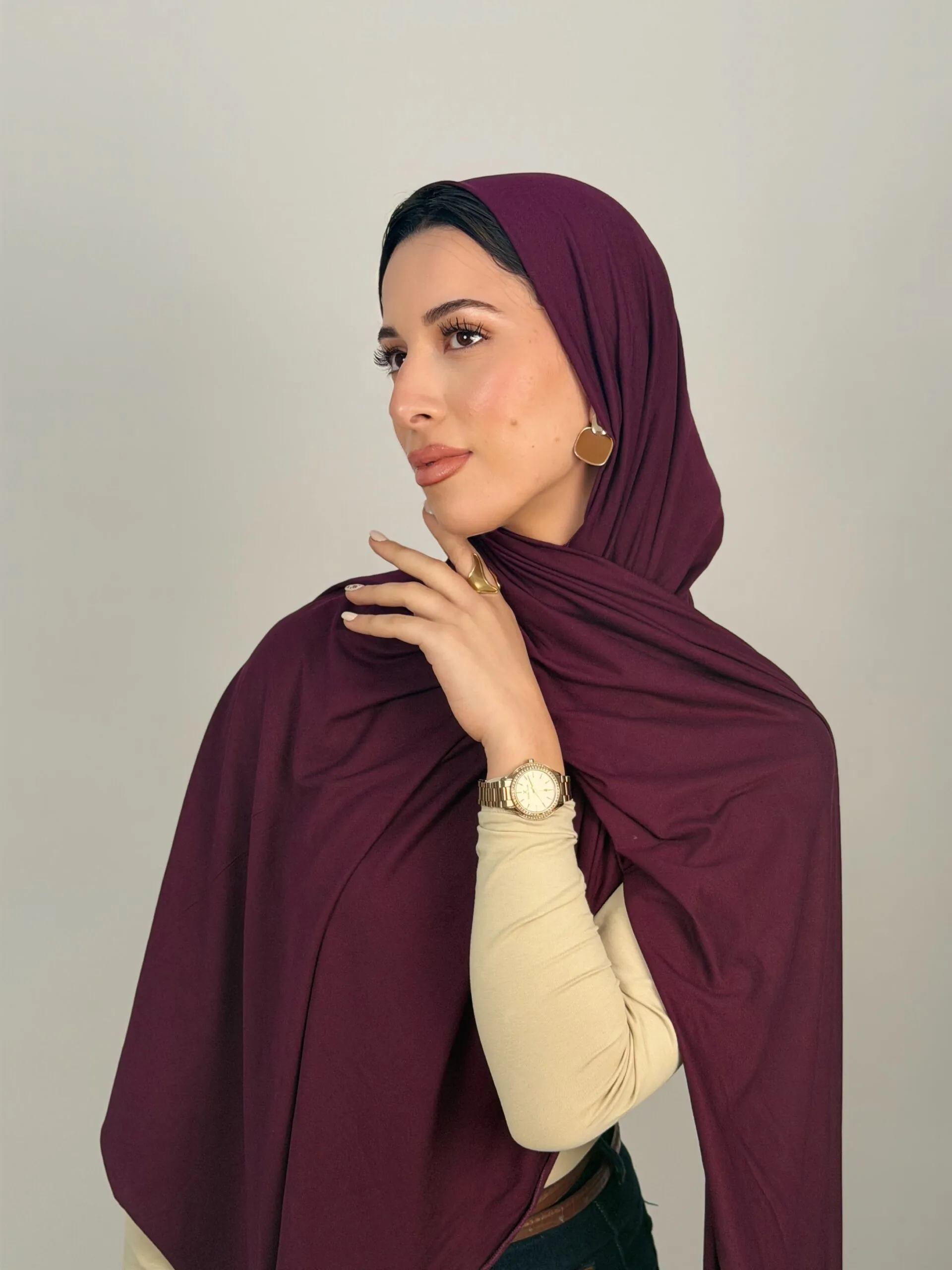 Foulard Cotton Viscose Aubergine – Image 1