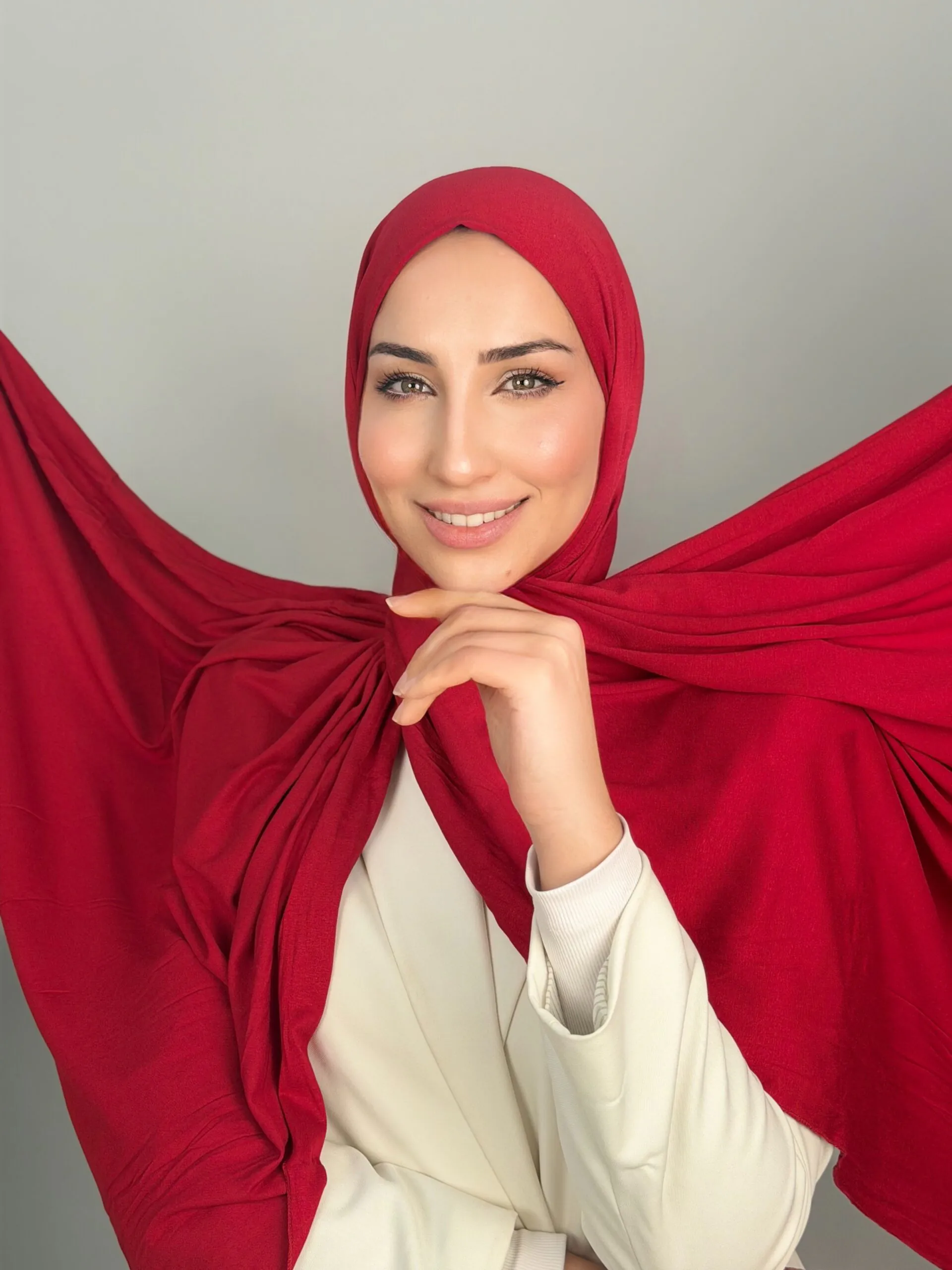Foulard Cotton Viscose Rouge – Image 2