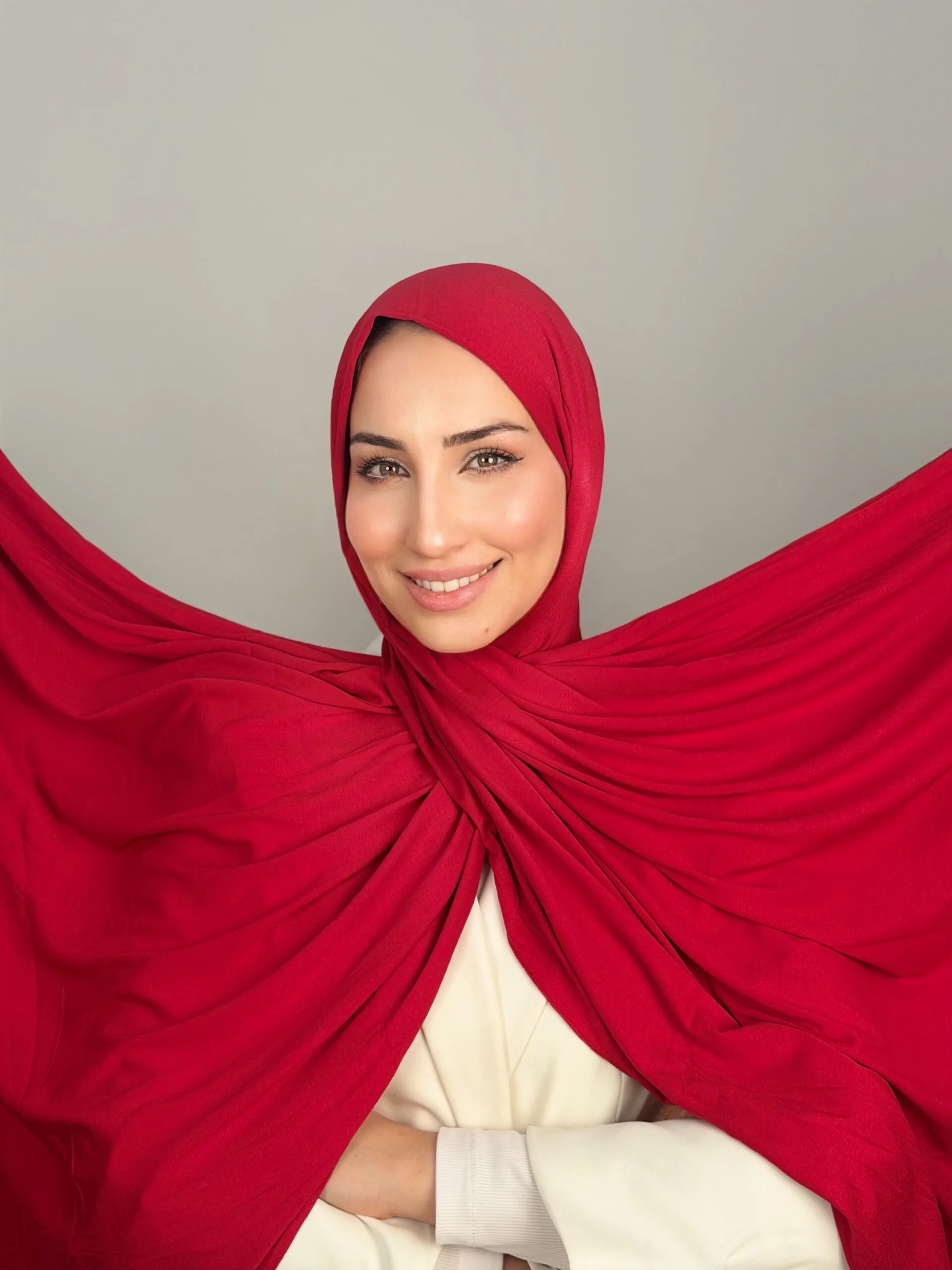 Foulard Cotton Viscose Rouge – Image 1
