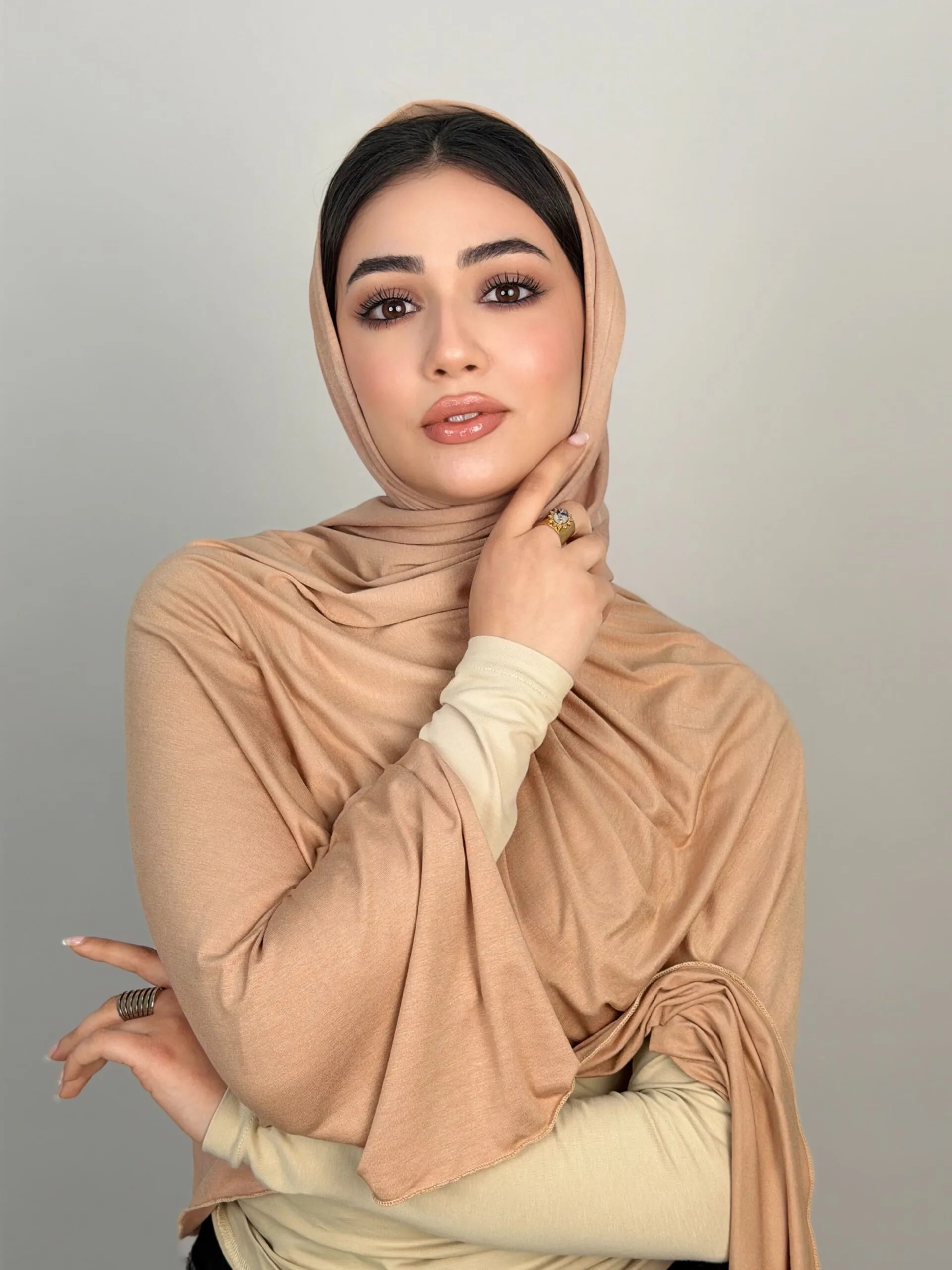 Foulard Cotton Viscose Pastel Brown – Image 3