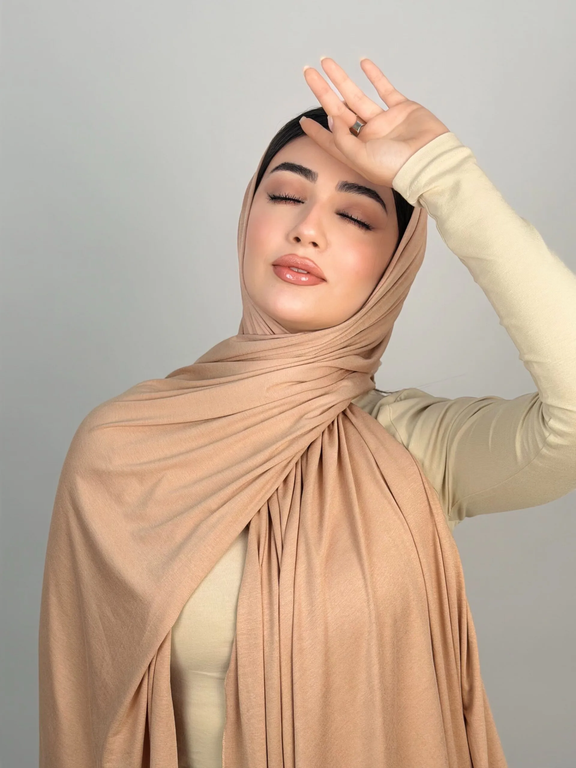 Foulard Cotton Viscose Pastel Brown – Image 1