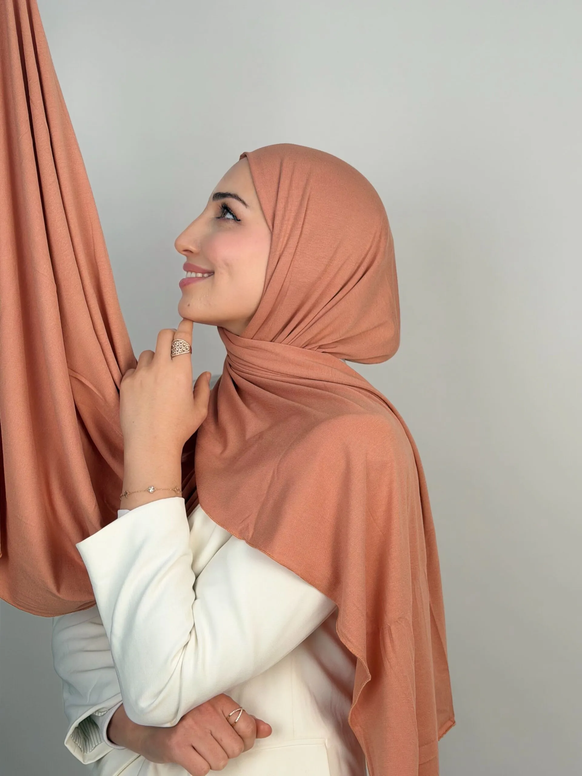 Foulard Cotton Viscose Beige Saumon – Image 1