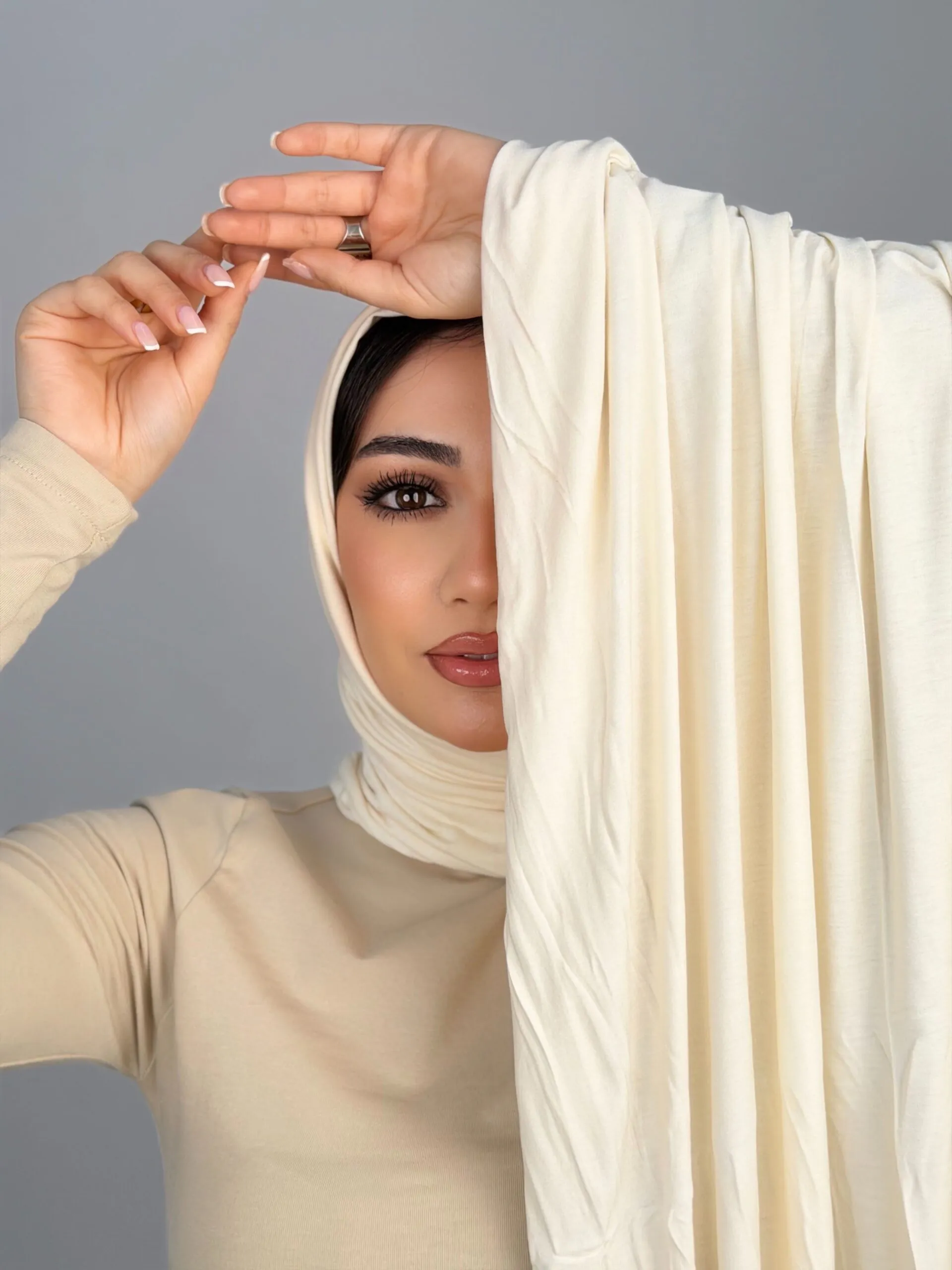 Foulard Cotton Viscose Blanc Cassé – Image 3