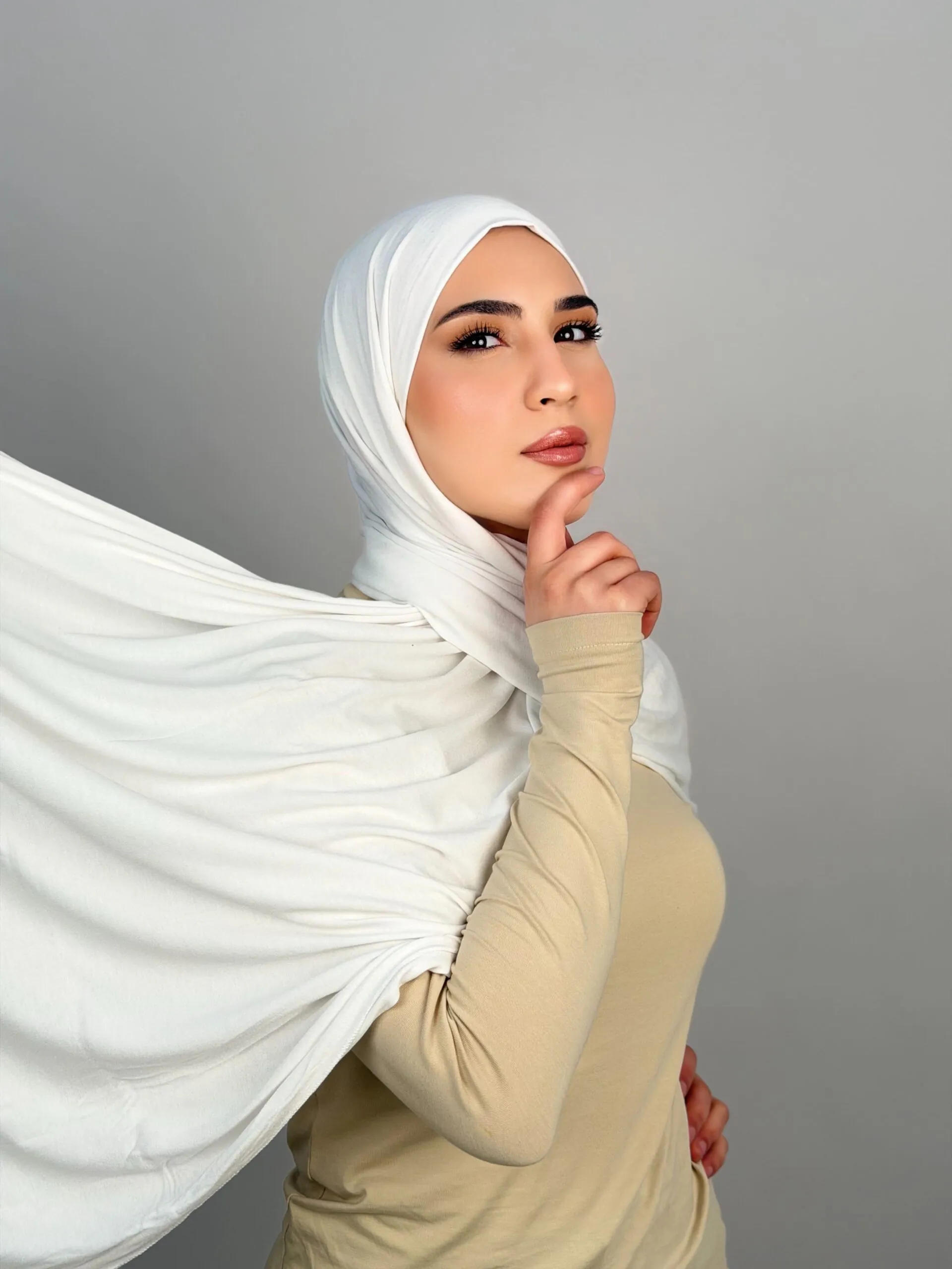 Foulard Cotton Viscose Blanc – Image 2