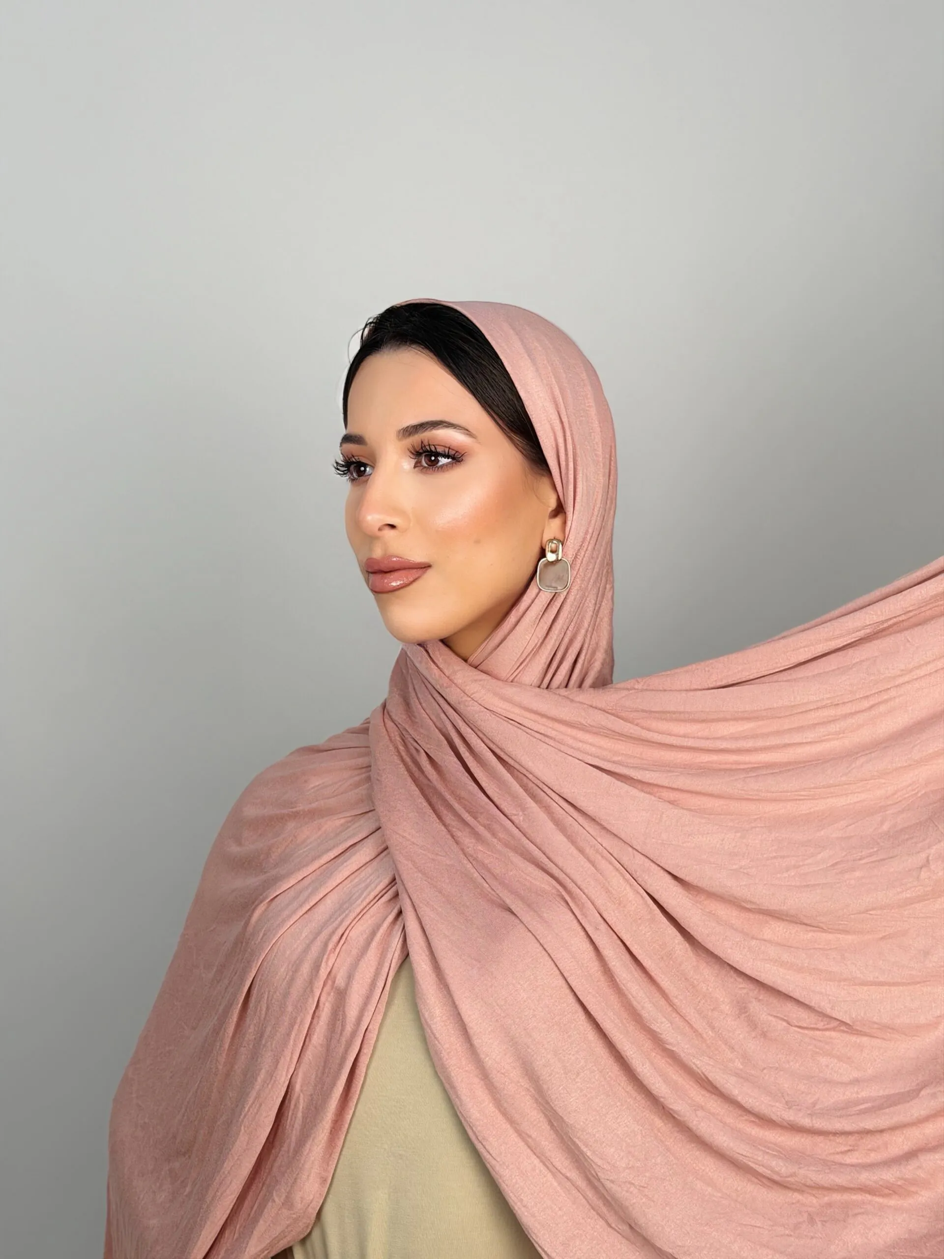 Foulard Cotton Viscose Rose Bébé – Image 1