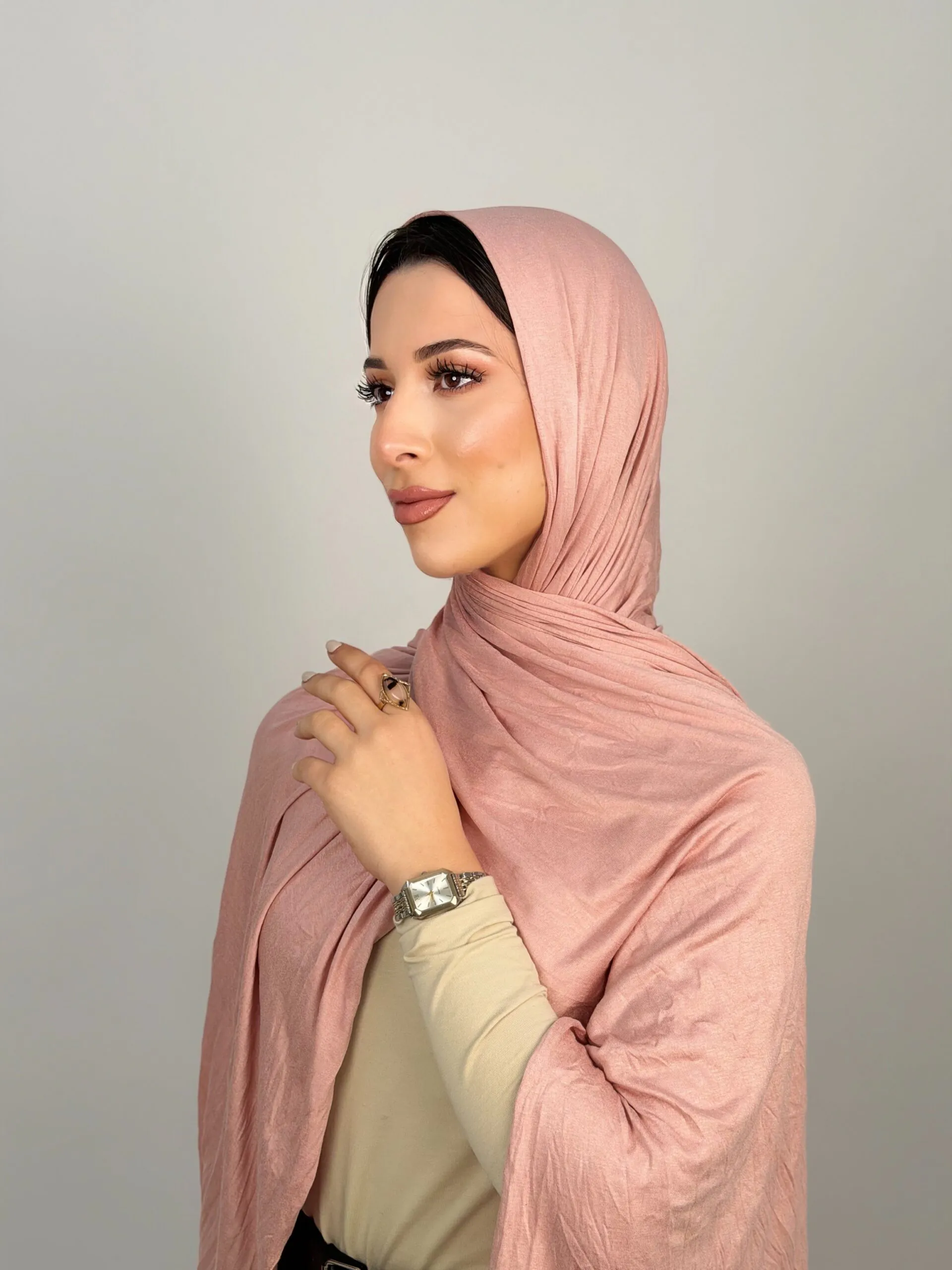 Foulard Cotton Viscose Rose Bébé – Image 2