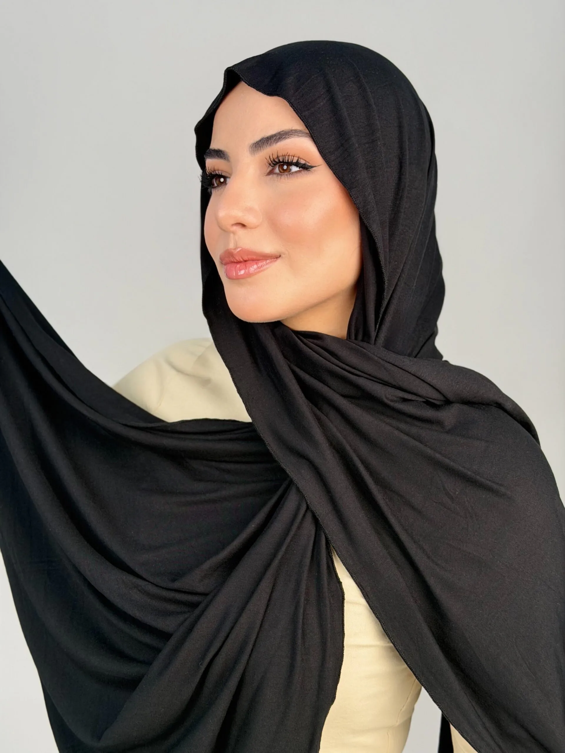 Foulard Cotton Viscose Noir – Image 2