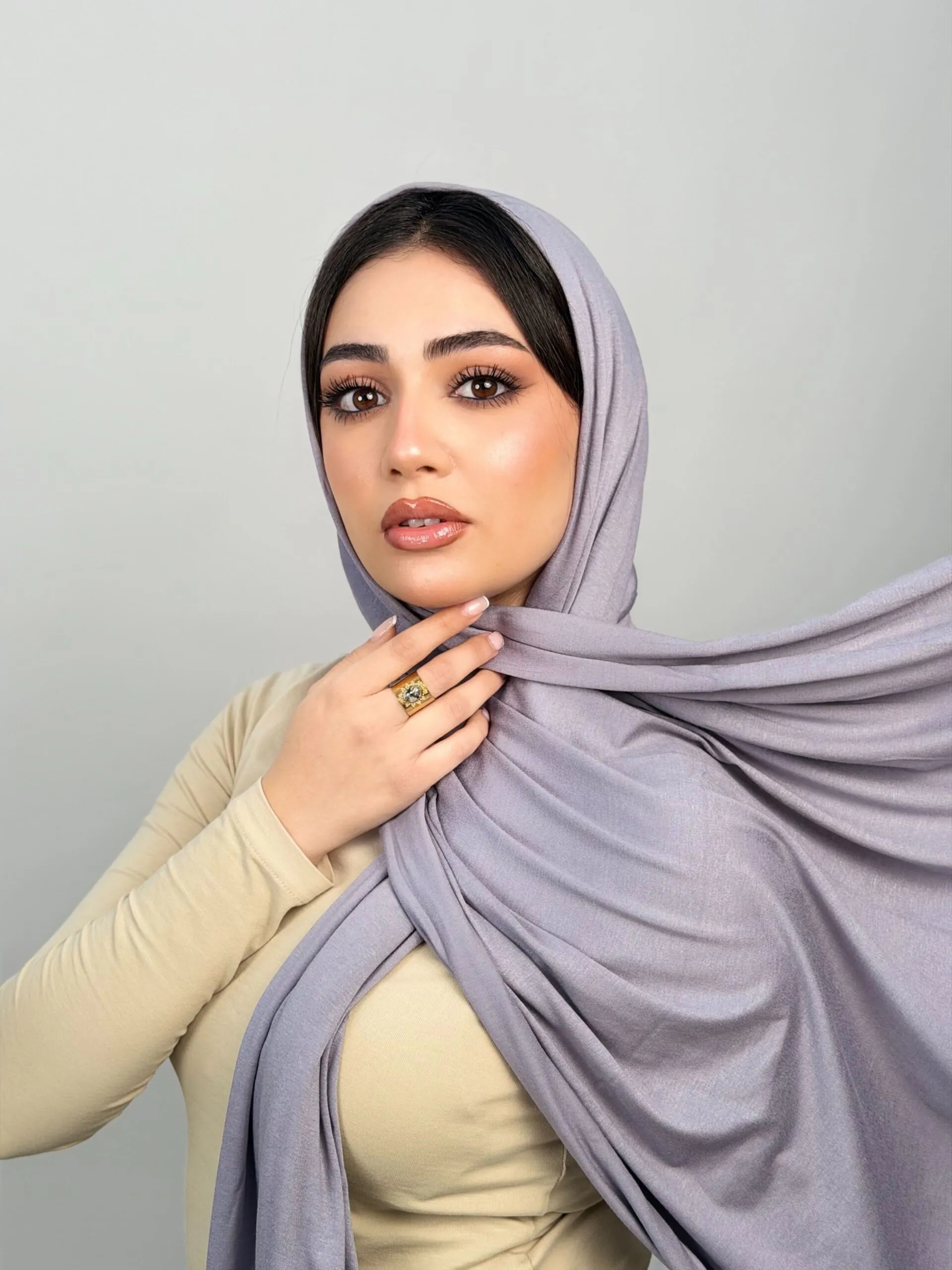 Foulard Cotton Viscose Gris – Image 3