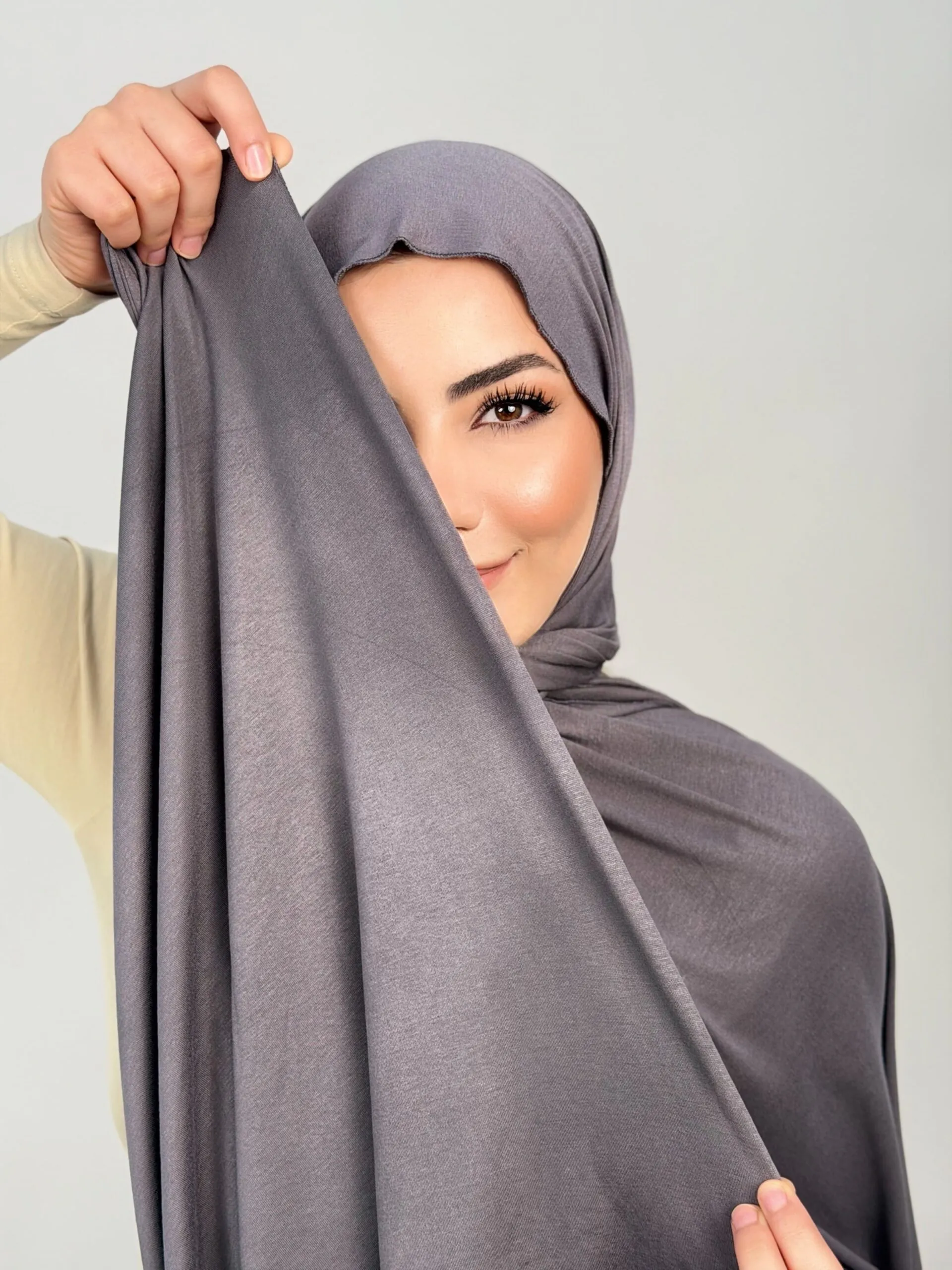 Foulard Cotton Viscose Gris Foncé – Image 2