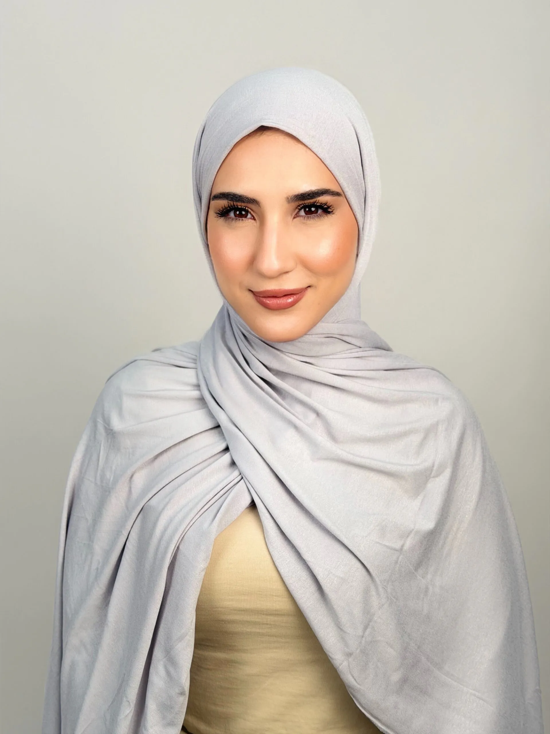 Foulard Cotton Viscose Gris Clair – Image 2