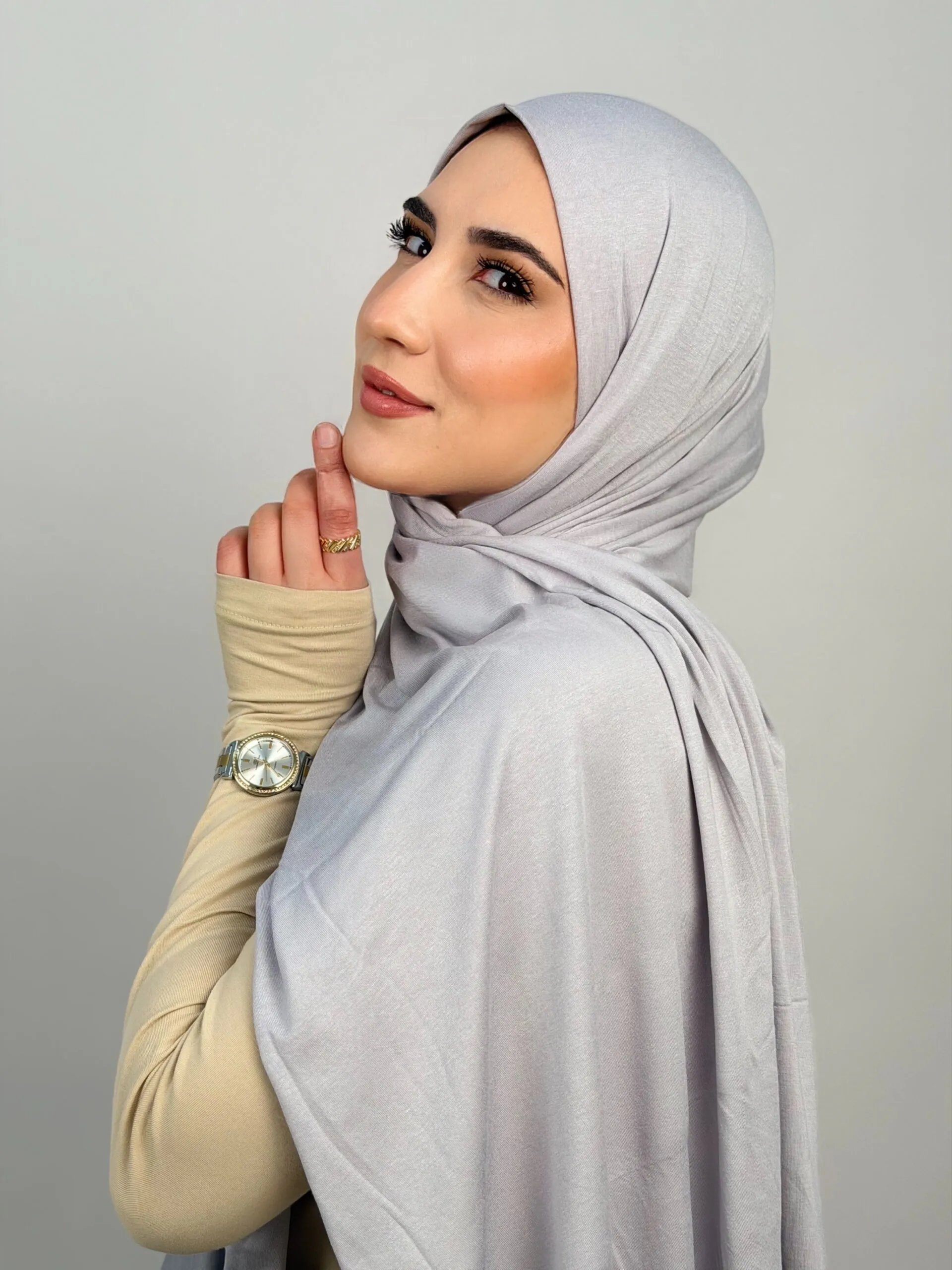 Foulard Cotton Viscose Gris Clair – Image 3