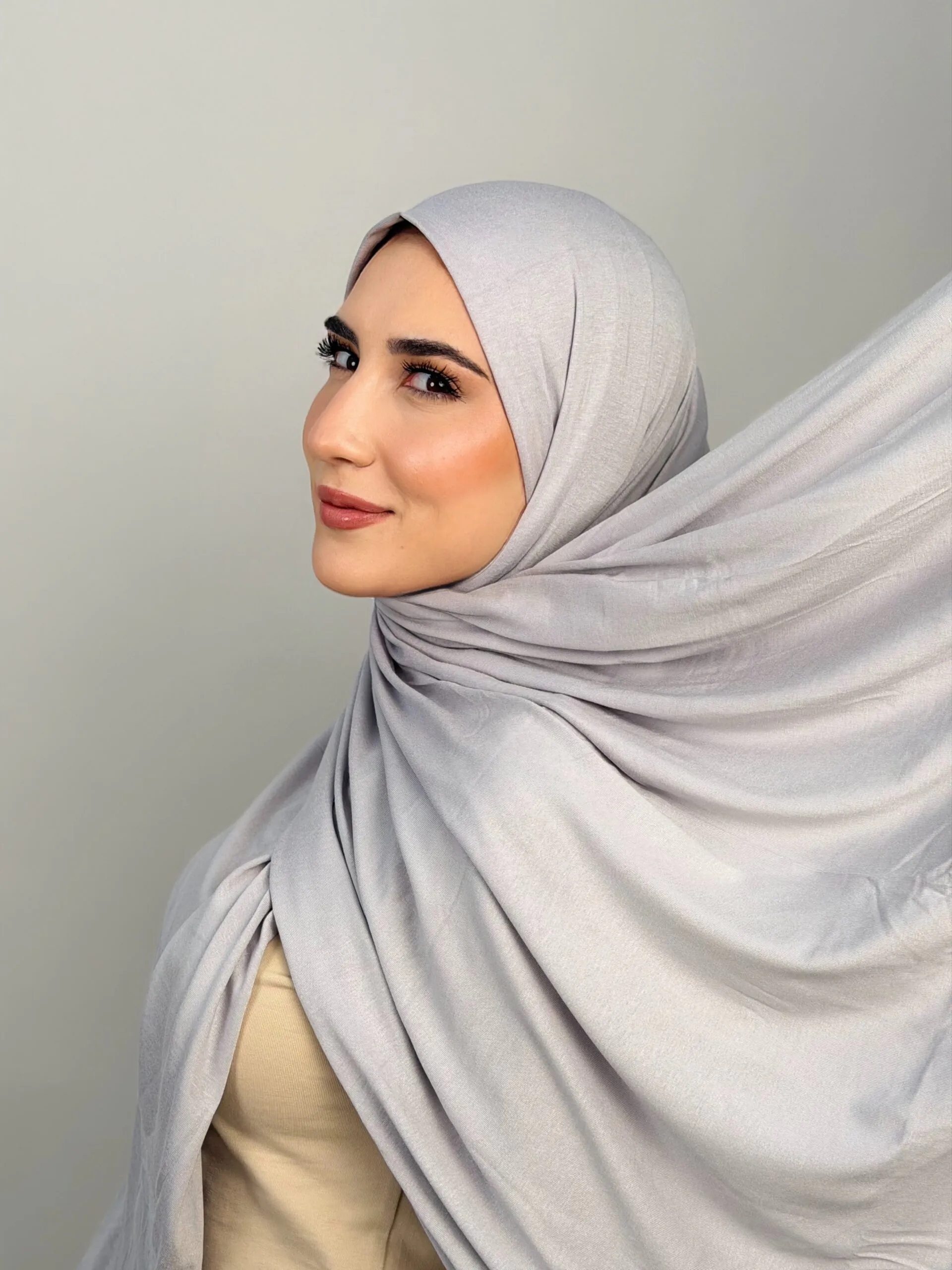 Foulard Cotton Viscose Gris Clair – Image 1