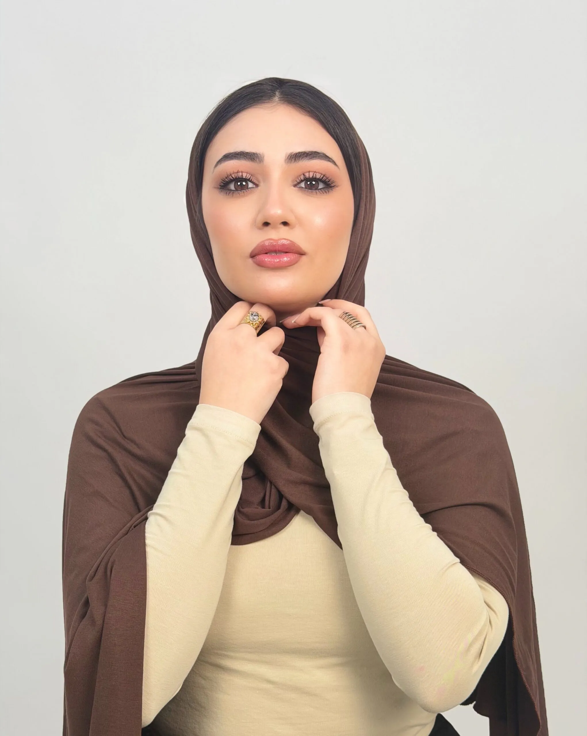 Foulard Cotton Viscose Marron – Image 2