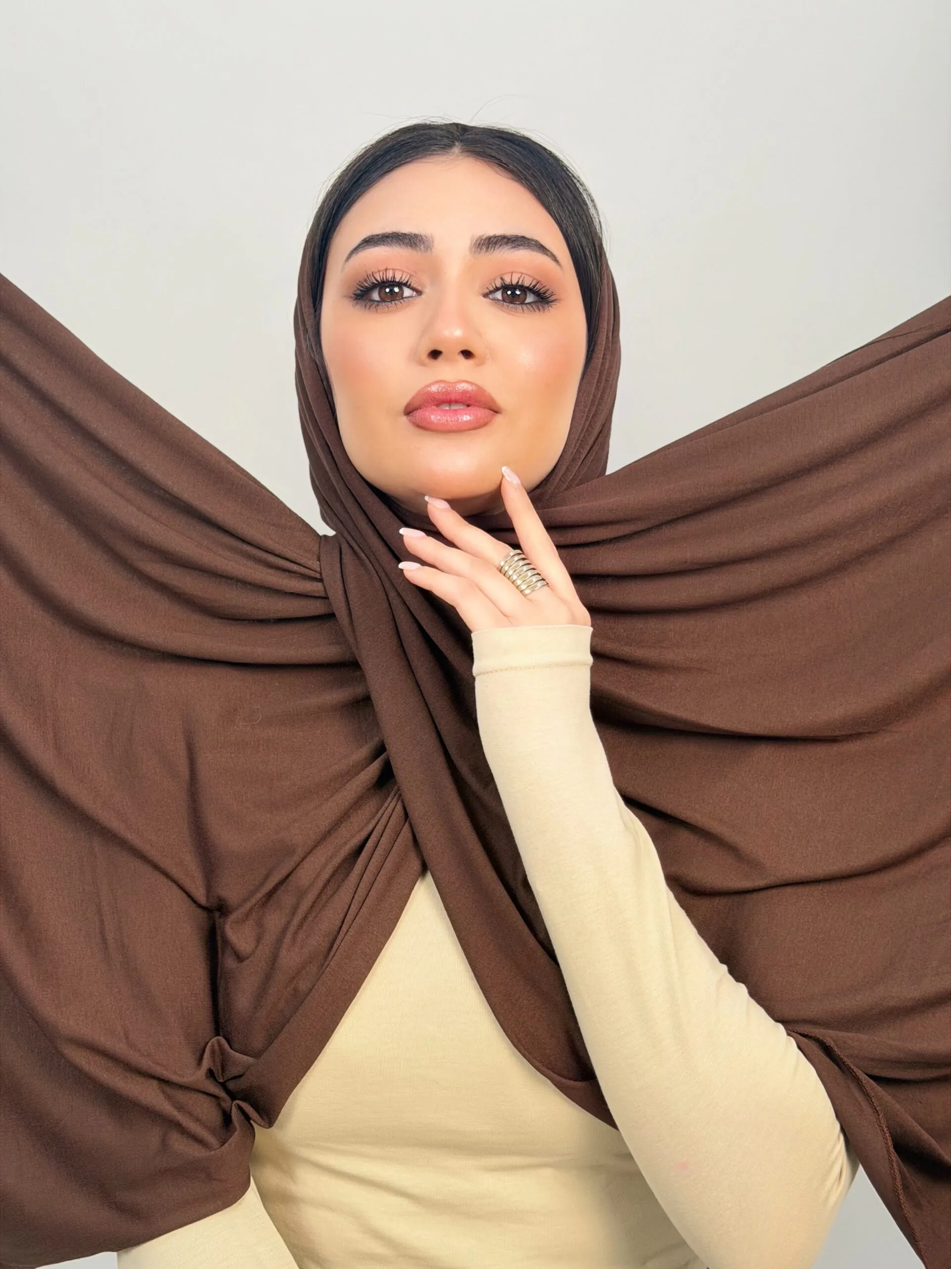 Foulard Cotton Viscose Marron – Image 1