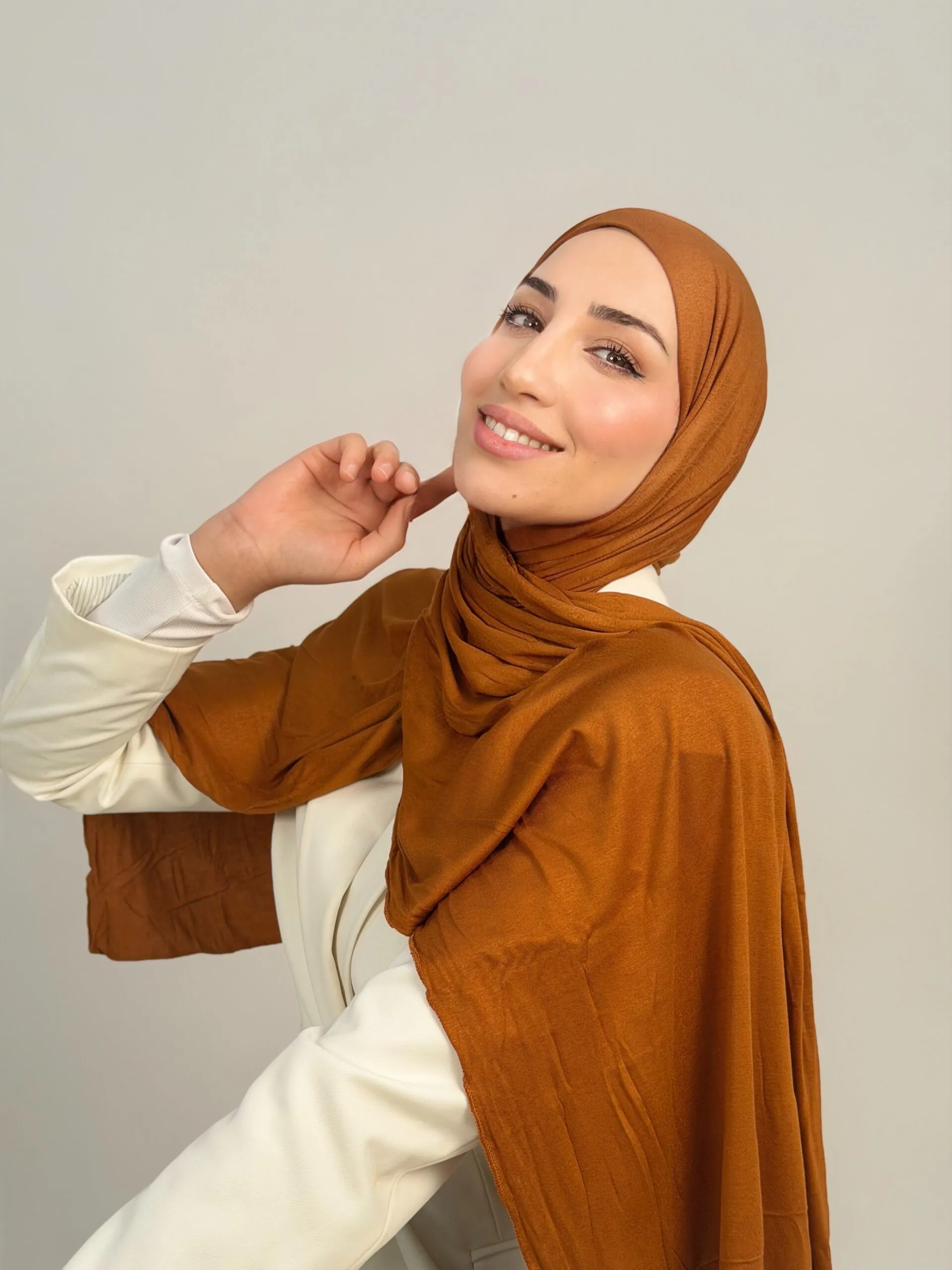 Foulard Cotton Viscose Caramel – Image 1