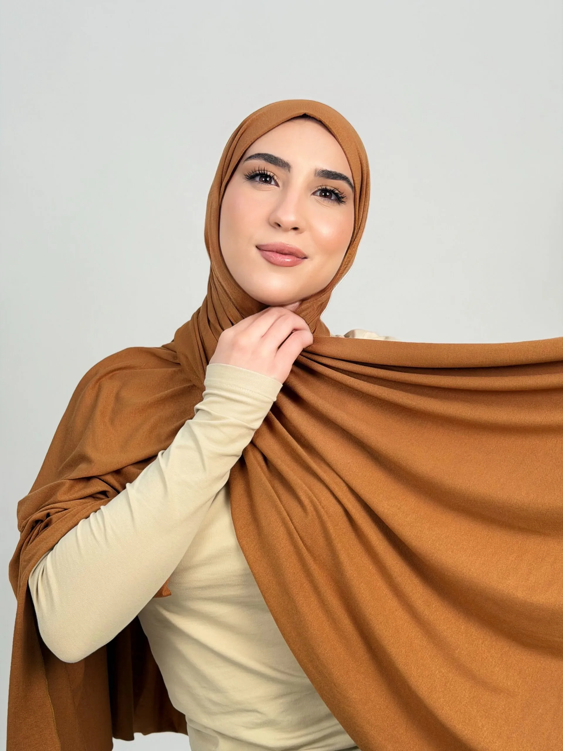 Foulard Cotton Viscose Noisette – Image 3