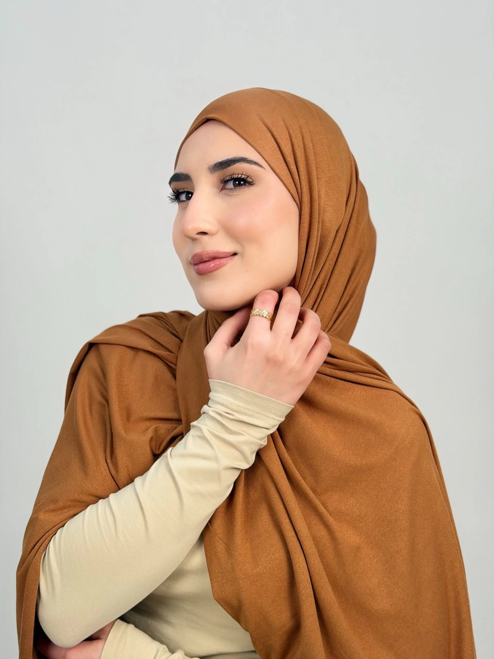 Foulard Cotton Viscose Noisette – Image 2