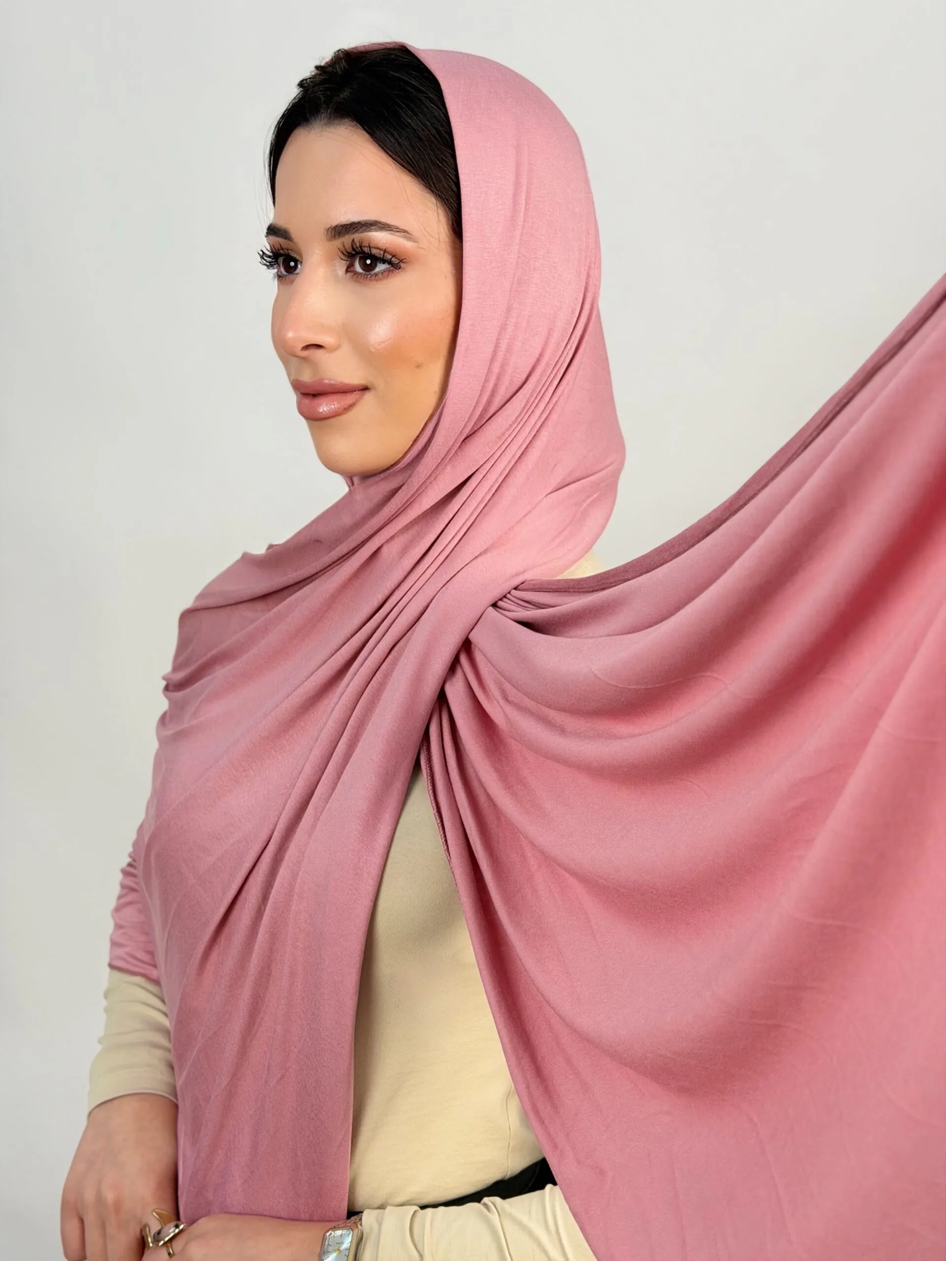 Foulard Cotton Viscose Rose Pastel – Image 3