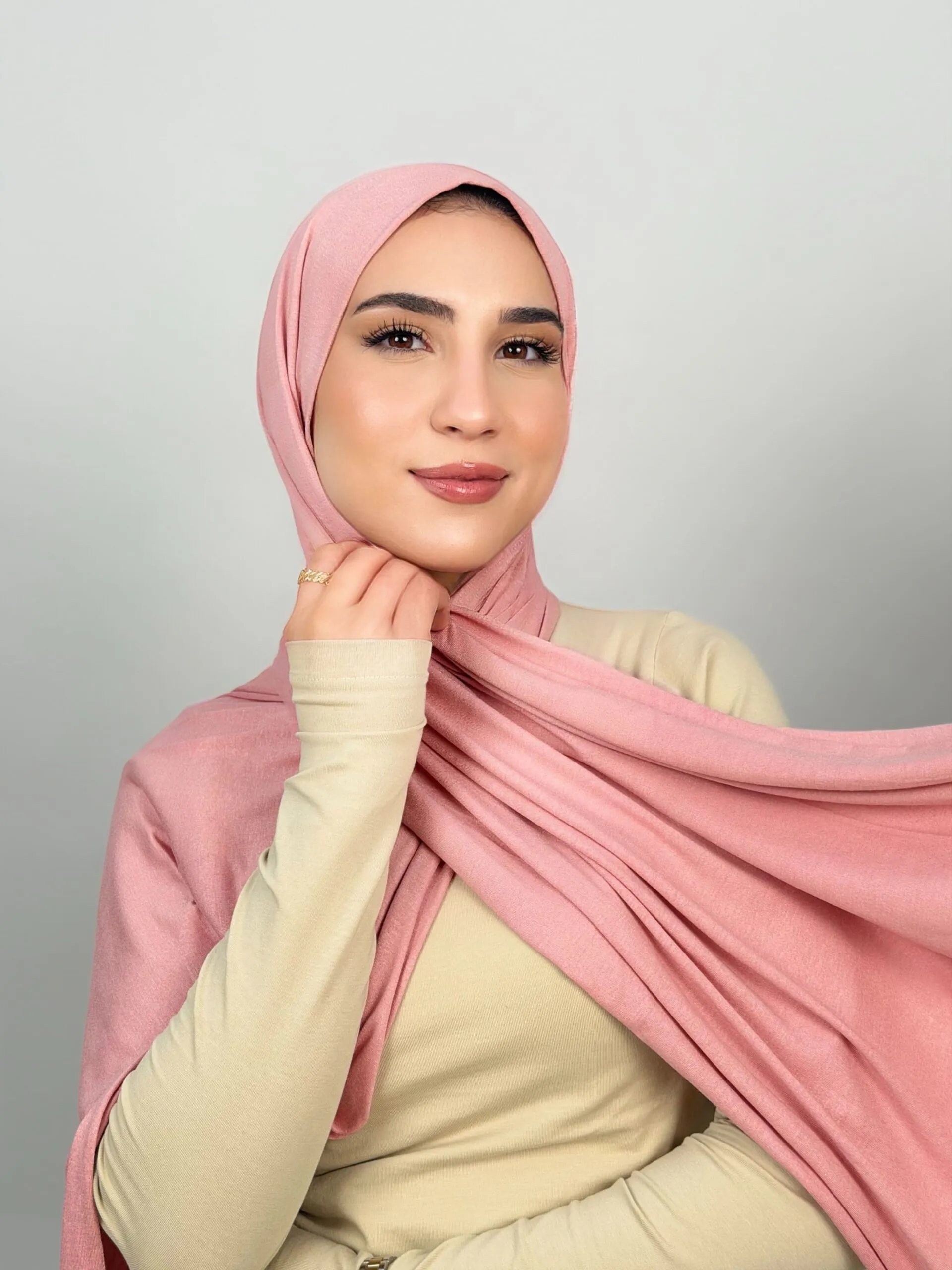 Foulard Cotton Viscose Rose Poudré – Image 1